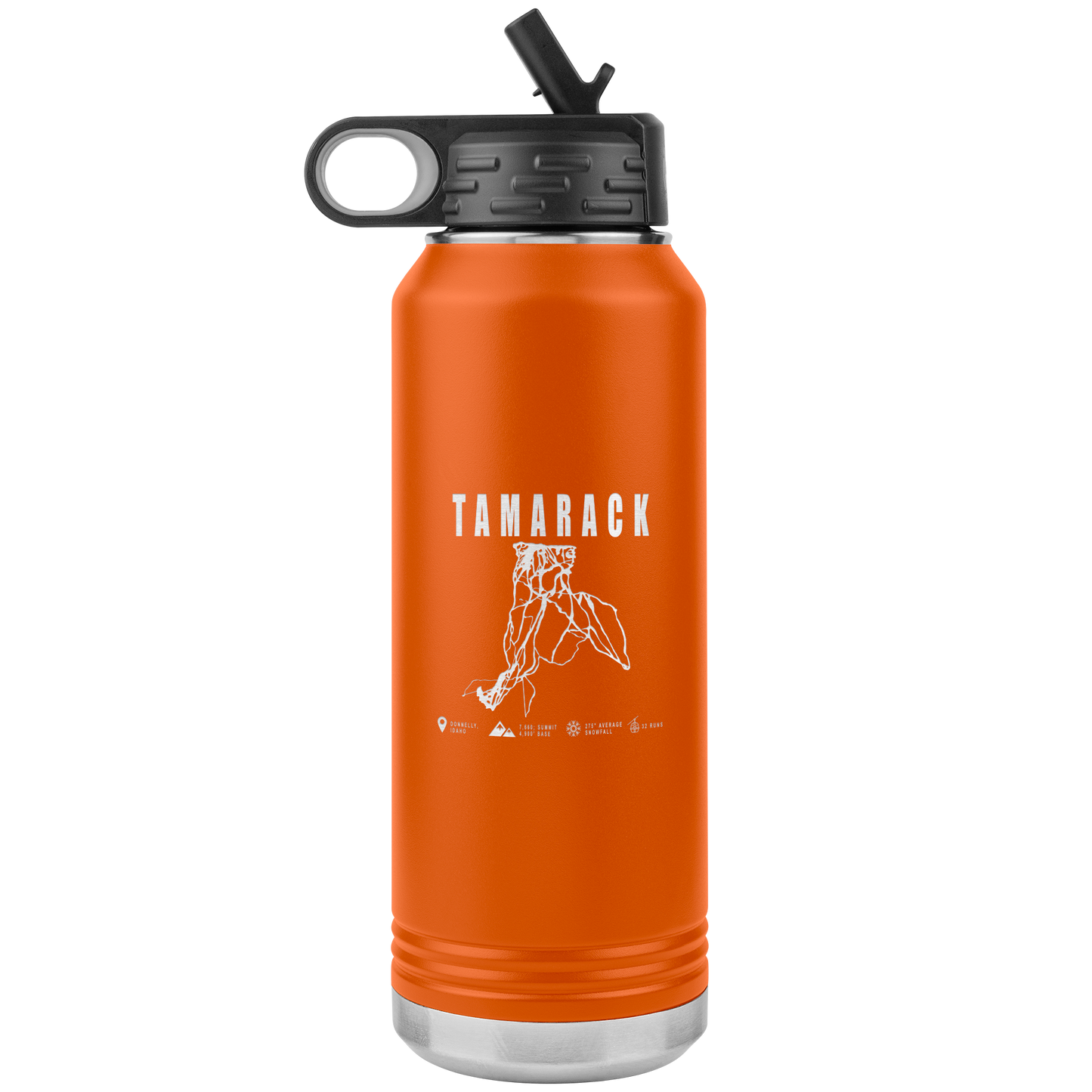 Tamarack Idaho Ski Trail Map 32oz Water Bottle Tumbler - Powderaddicts