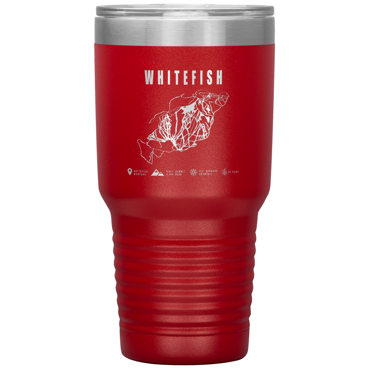 Whitefish Montana Ski Trail Map 30oz Tumbler - Powderaddicts