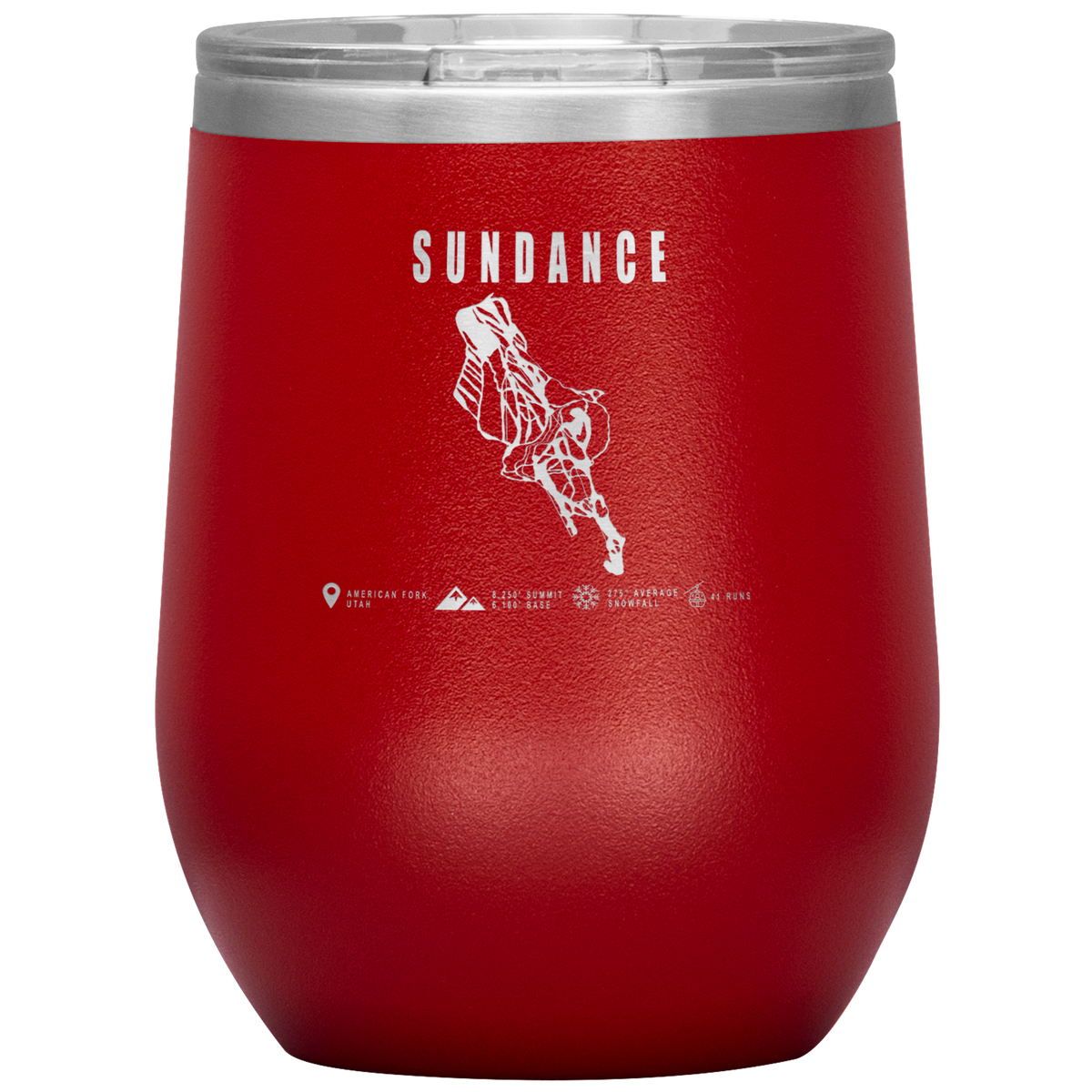 Sundance,Utah Ski Trail Map Wine 12oz Tumbler - Powderaddicts