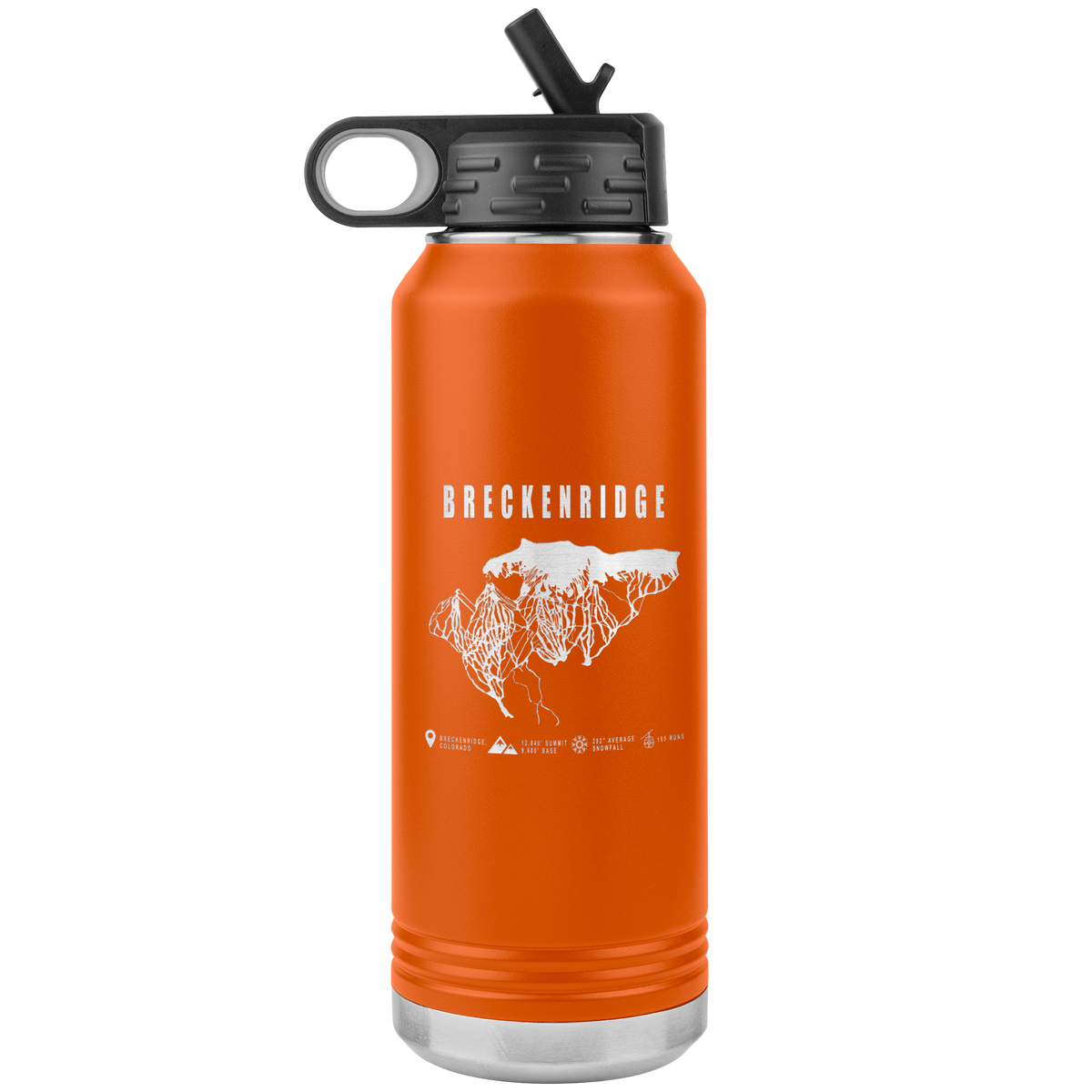 Breckenridge Colorado Ski Trail Map 32oz Water Bottle Tumbler - Powderaddicts