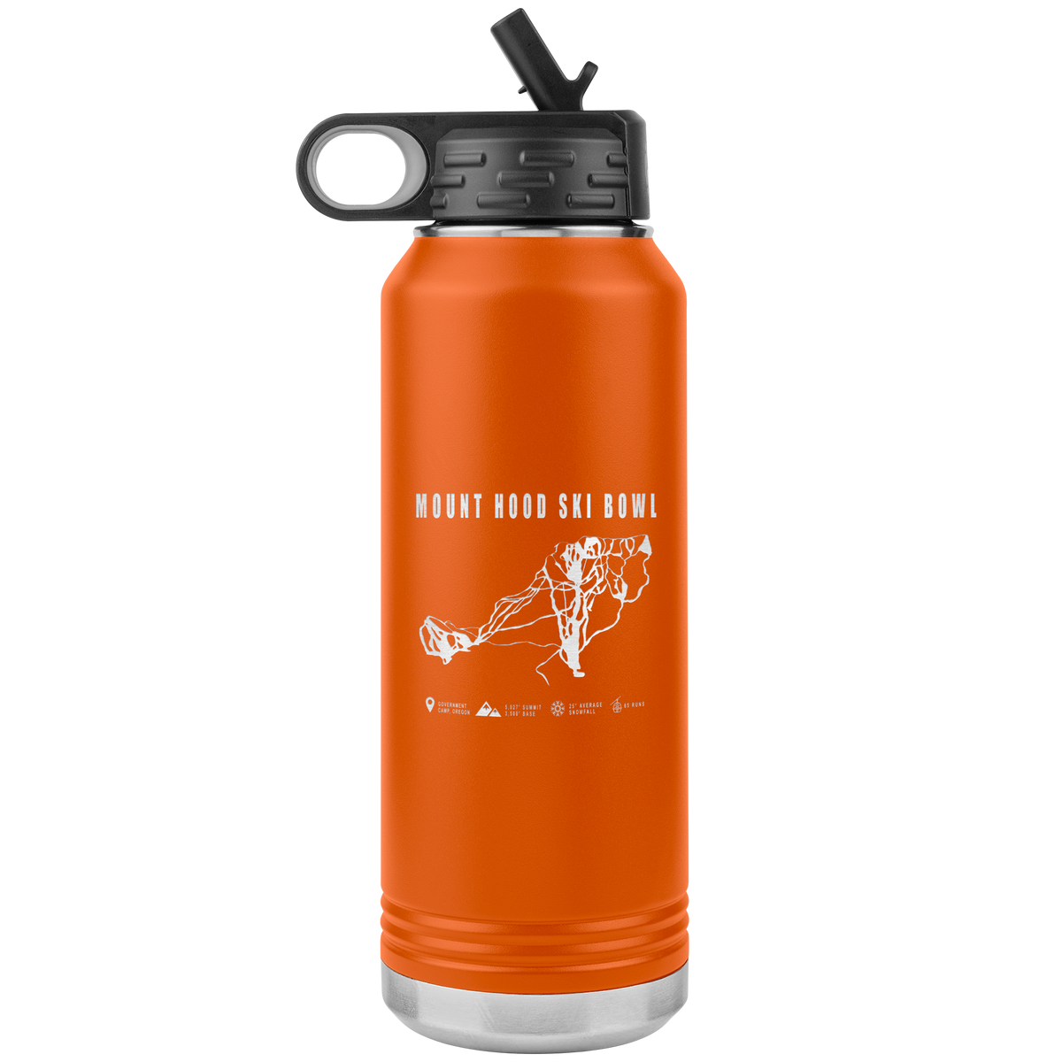 Mount Hood Ski Bowl, Oregon Ski Trail Map 32oz Water Bottle Tumbler - Powderaddicts