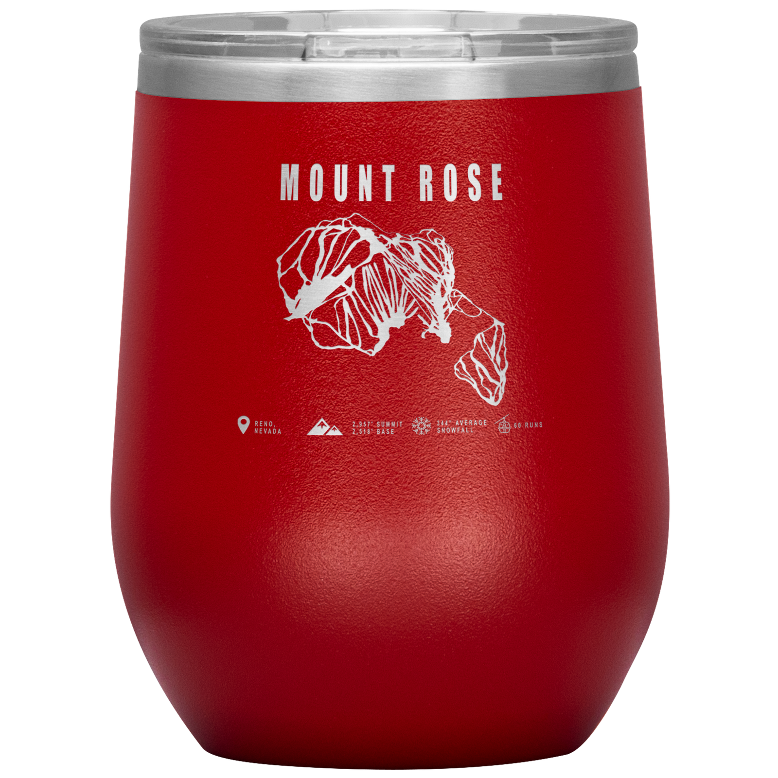 Mount Rose, Nevada Ski Trail Map Wine 12oz Tumbler - Powderaddicts
