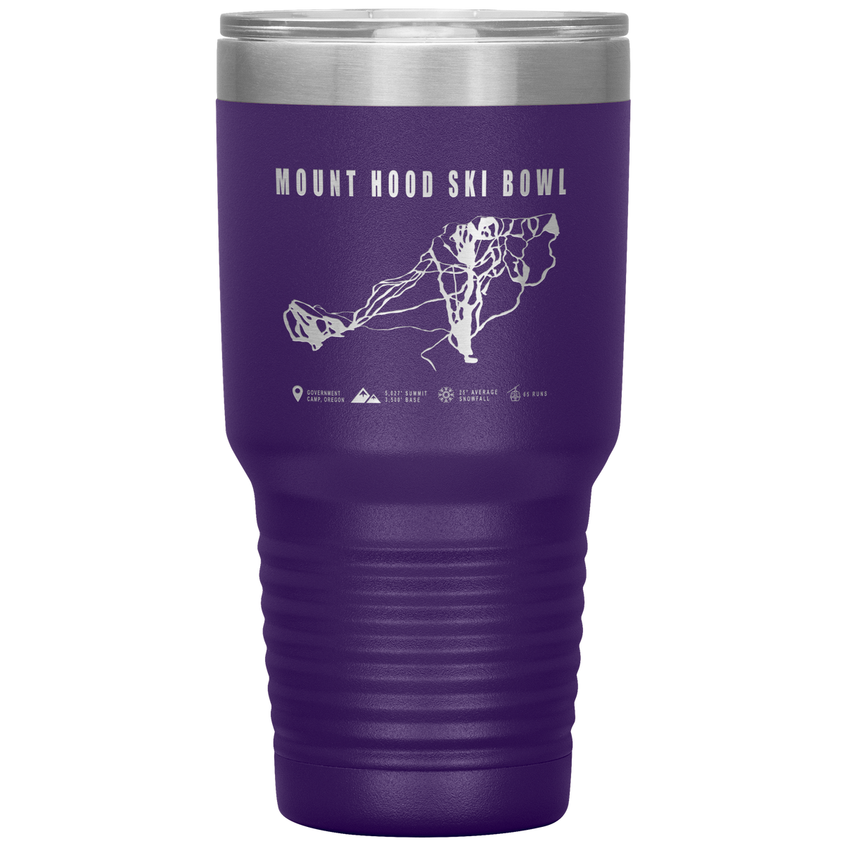 Mount Hood Ski Bowl, Oregon Ski Trail Map 30oz Tumbler - Powderaddicts