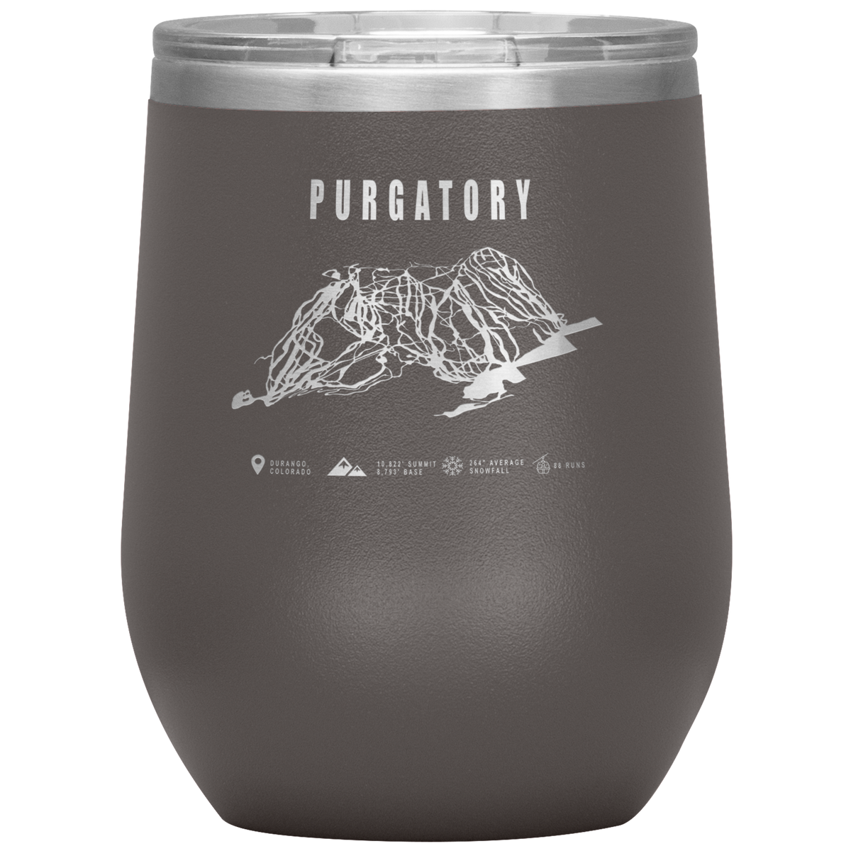 Purgatory Colorado Ski Trail Map Wine 12oz Tumbler - Powderaddicts