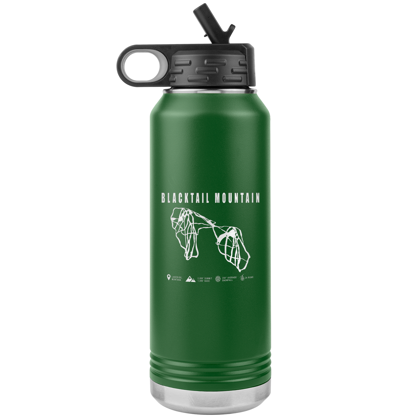 Blacktail Mountain Montana Ski Trail Map 32oz Water Bottle Tumbler - Powderaddicts