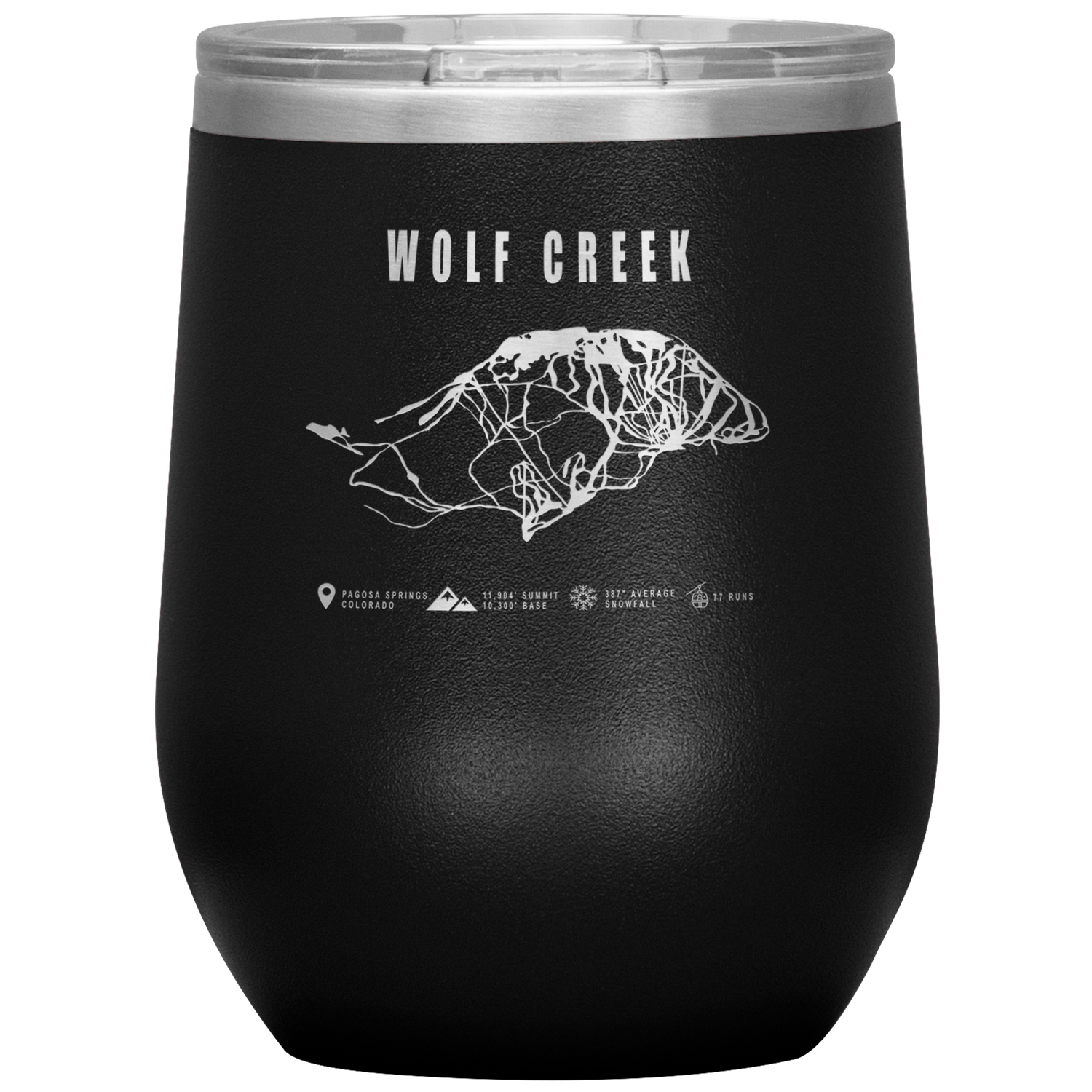 Wolf Creek Colorado Ski Trail Map Wine 12oz Tumbler