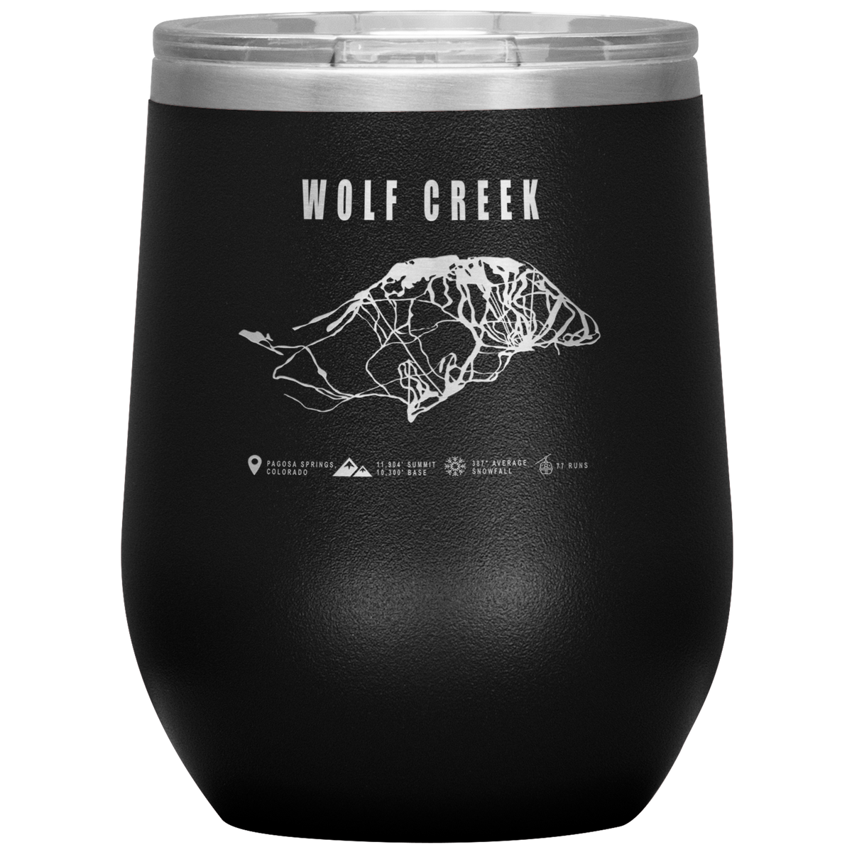 Wolf Creek Colorado Ski Trail Map Wine 12oz Tumbler - Powderaddicts