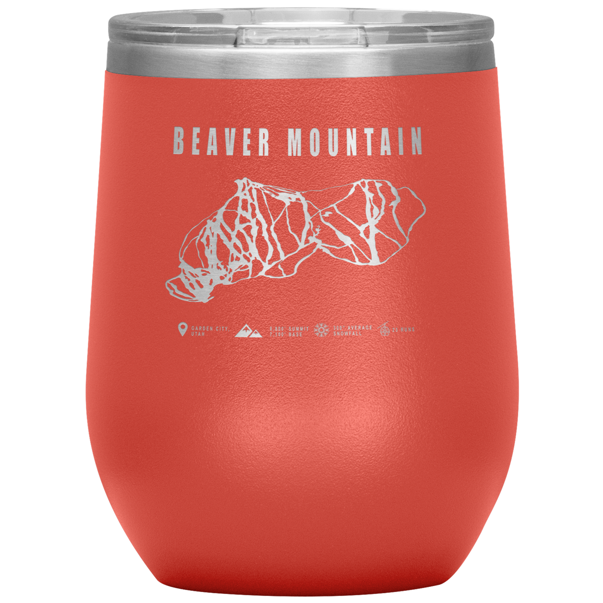 Beaver Mountain,Utah Ski Trail Map Wine 12oz Tumbler - Powderaddicts