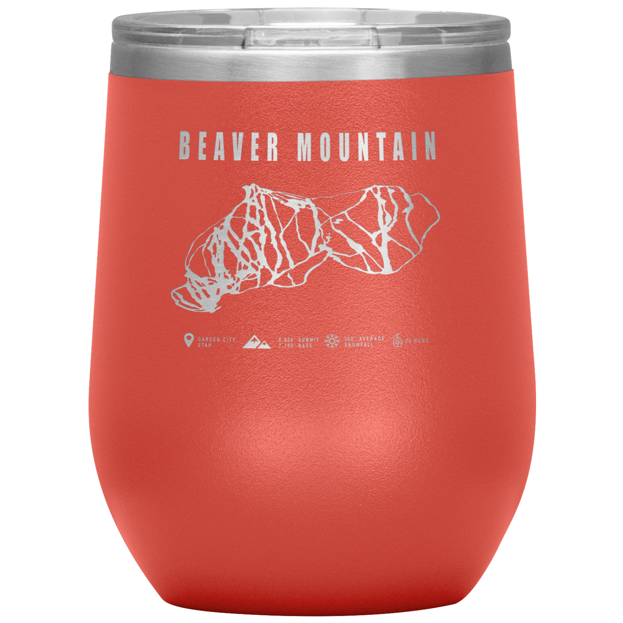 Beaver Mountain,Utah Ski Trail Map Wine 12oz Tumbler - Powderaddicts