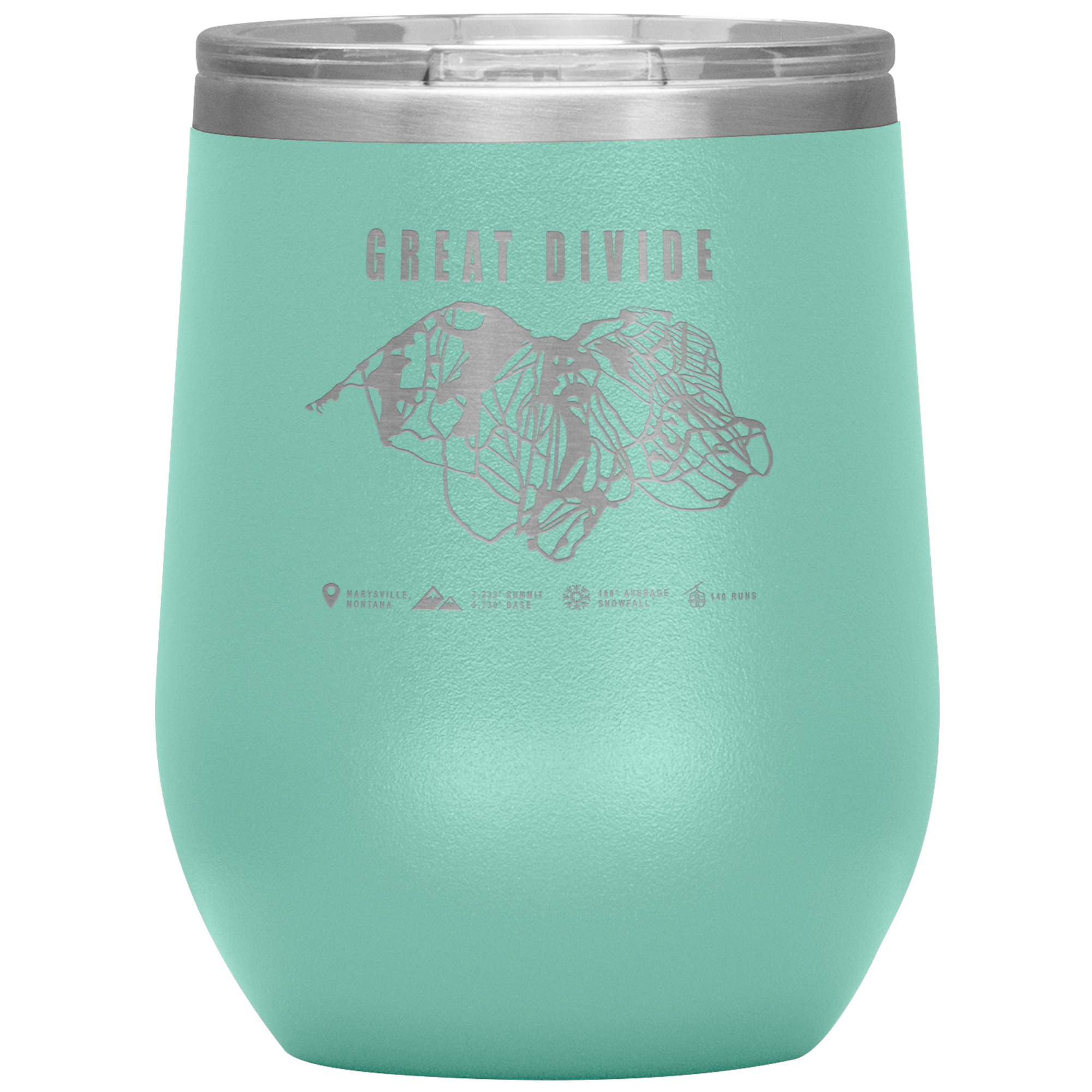 Great Divide Montana Ski Trail Map Wine 12oz Tumbler - Powderaddicts