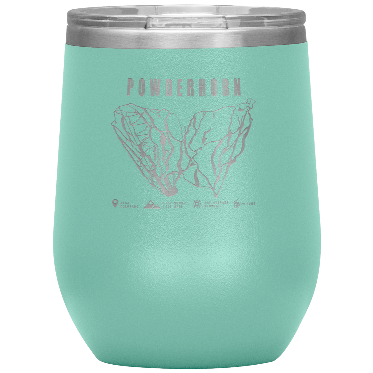 Powderhorn Colorado Ski Trail Map Wine 12oz Tumbler - Powderaddicts