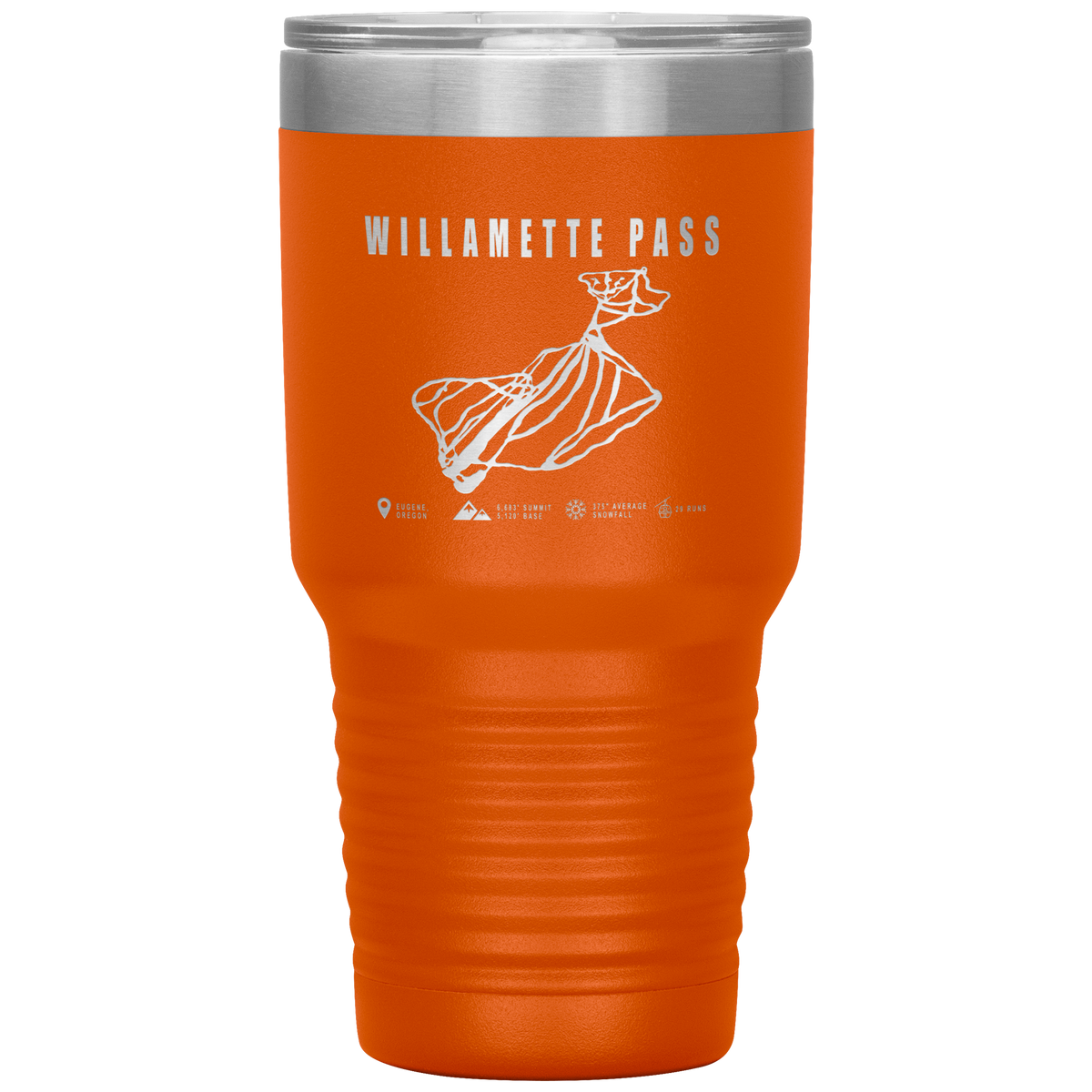 Willamette Pass, Oregon Ski Trail Map 30oz Tumbler - Powderaddicts