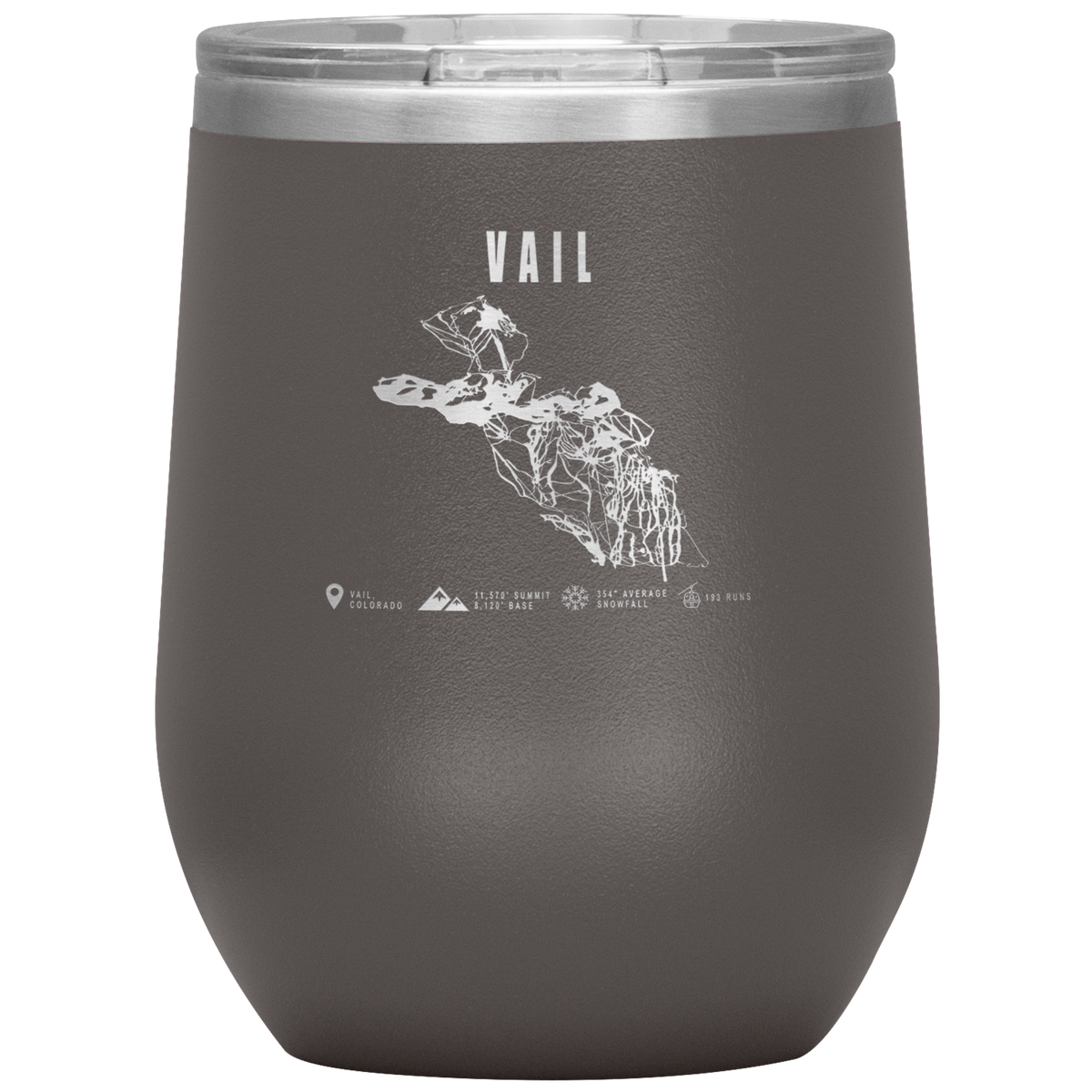 Vail Colorado Ski Trail Map Wine 12oz Tumbler - Powderaddicts