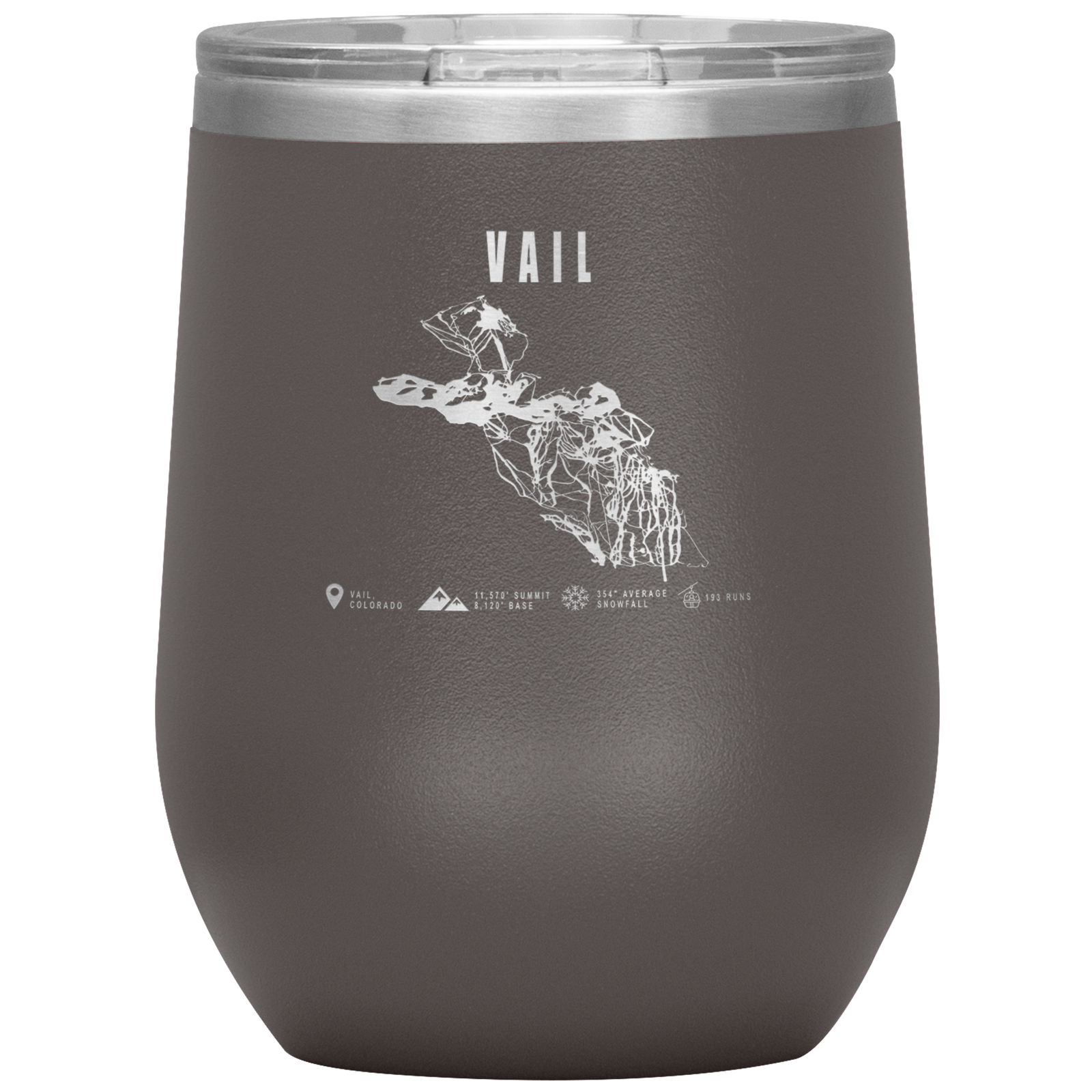 Vail Colorado Ski Trail Map Wine 12oz Tumbler - Powderaddicts