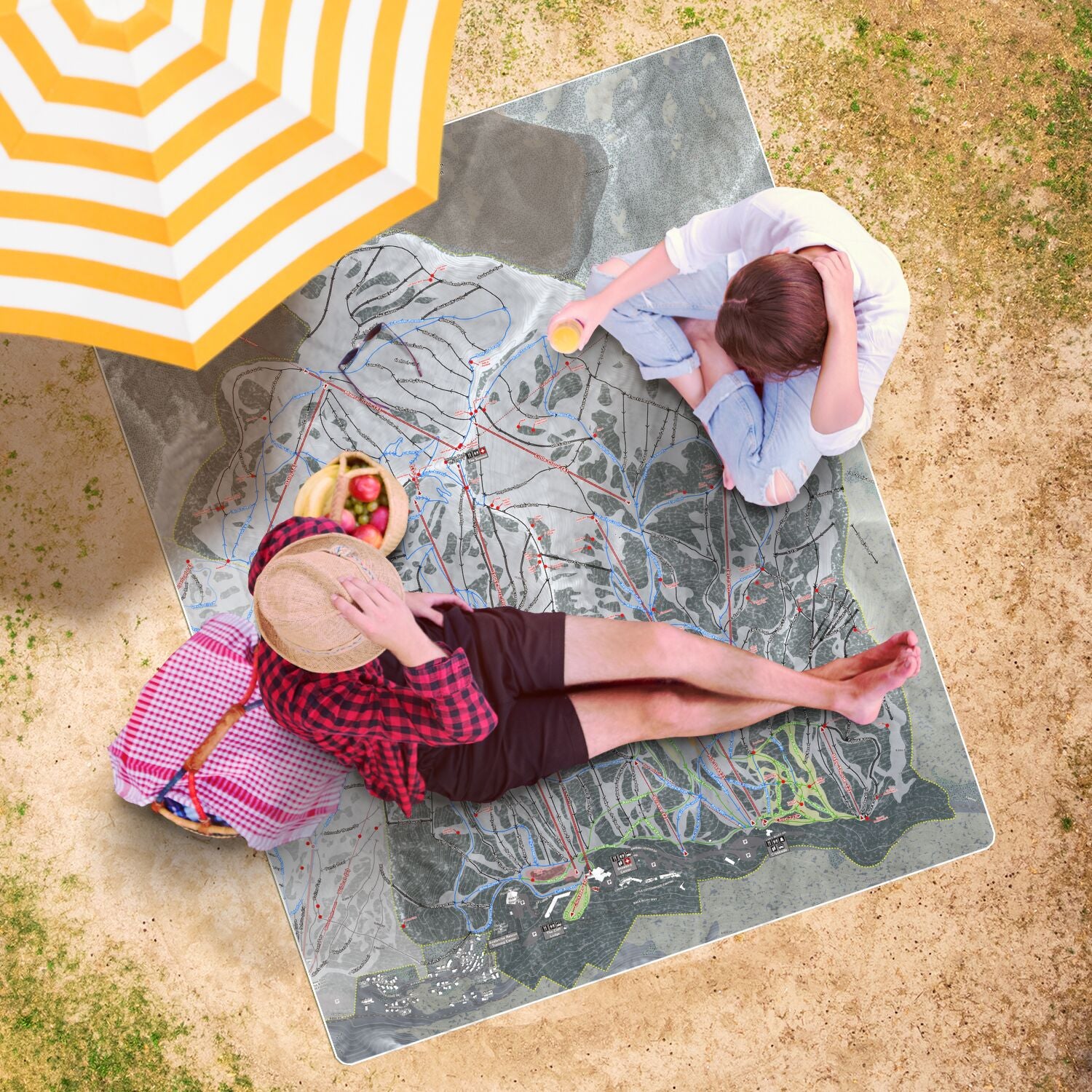 Snowbird, Utah Ski Resort Map Printed Beach Towel - Powderaddicts