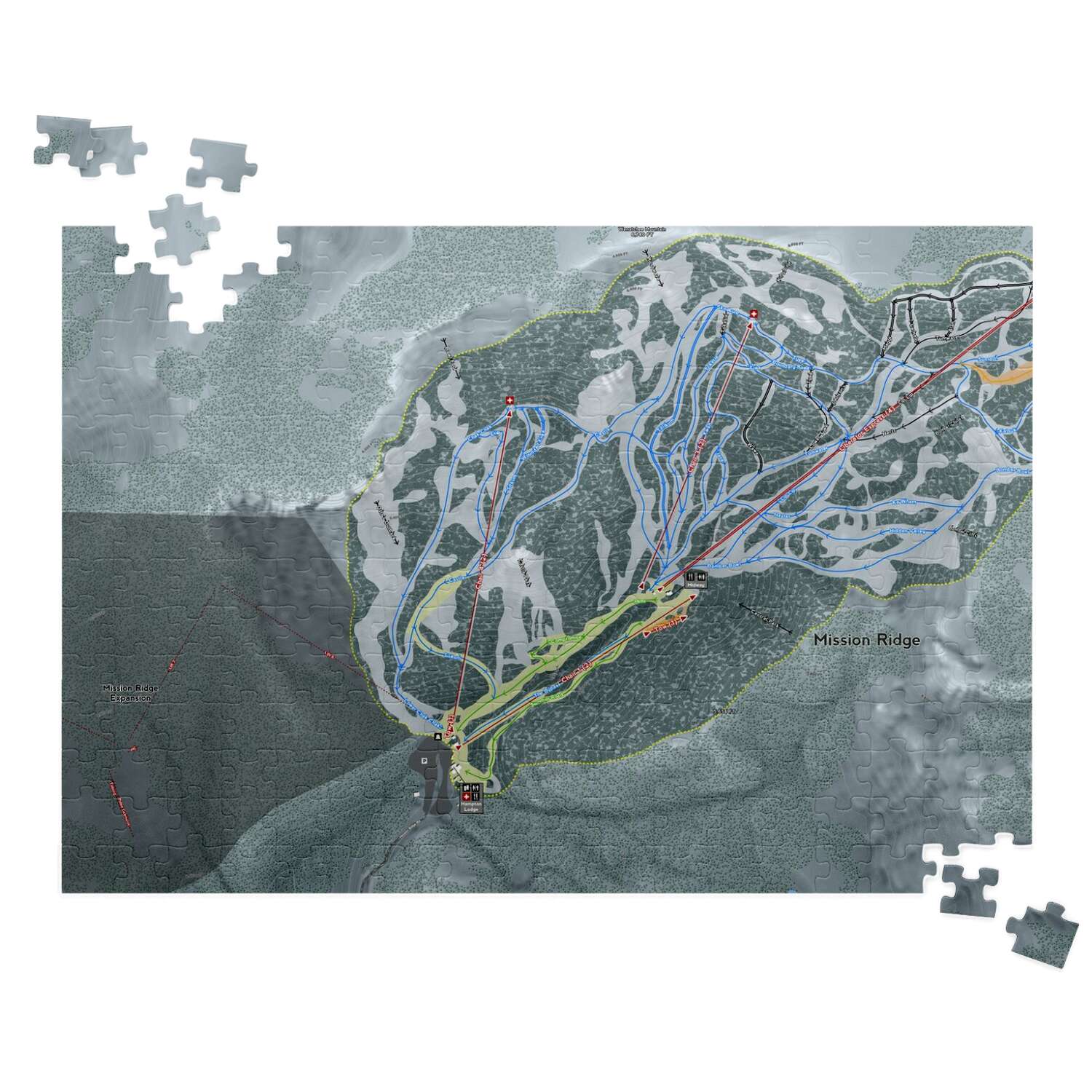 Mission Ridge Washington Ski Map Resort Puzzle - Powderaddicts