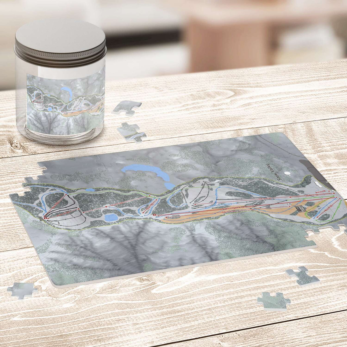 Snow Valley, California Ski Trail Map Puzzle - Powderaddicts