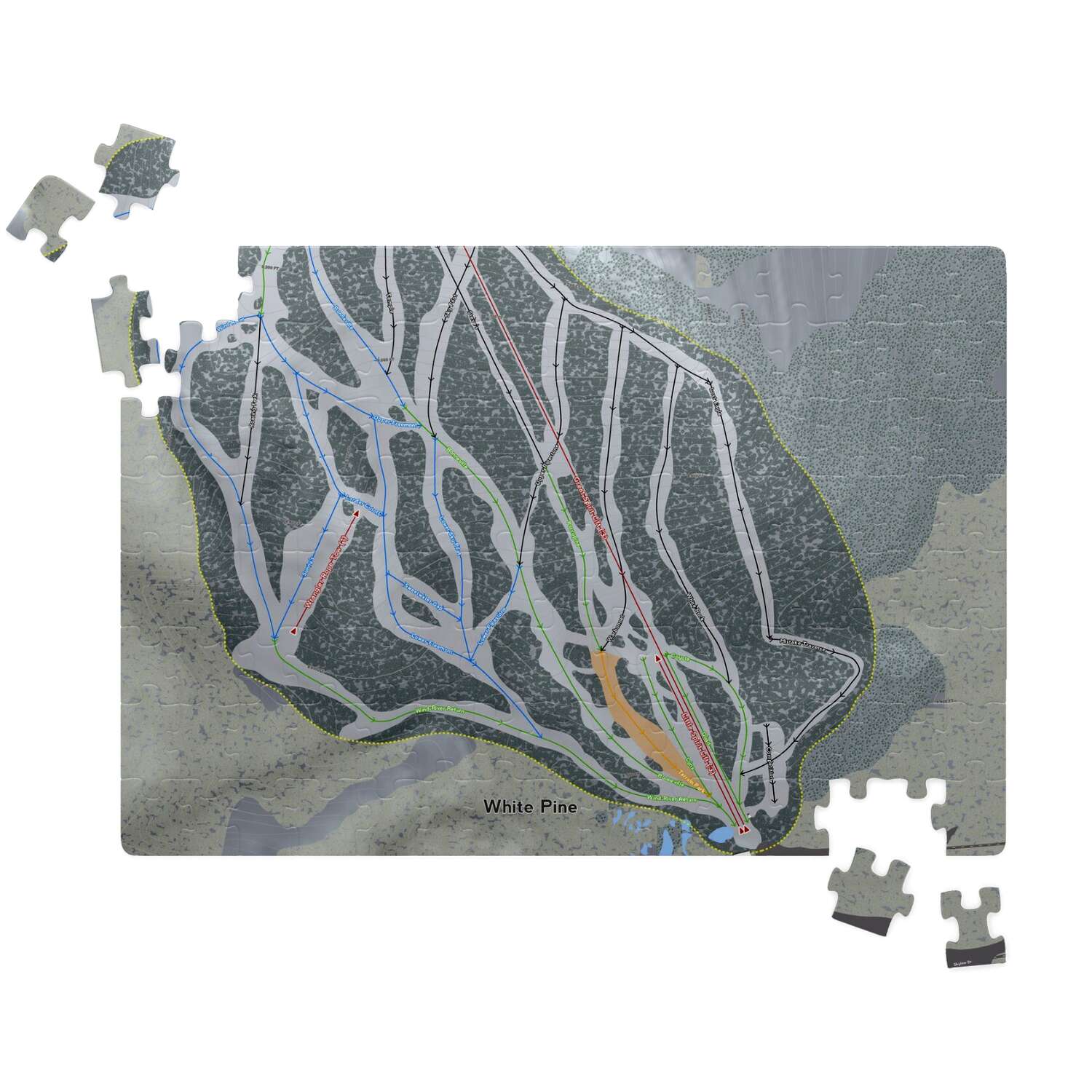 White Pine Wyoming Ski Trail Map Puzzle - Powderaddicts