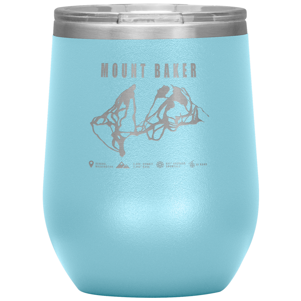 Mount Baker, Washington Ski Trail Map Wine 12oz Tumbler - Powderaddicts