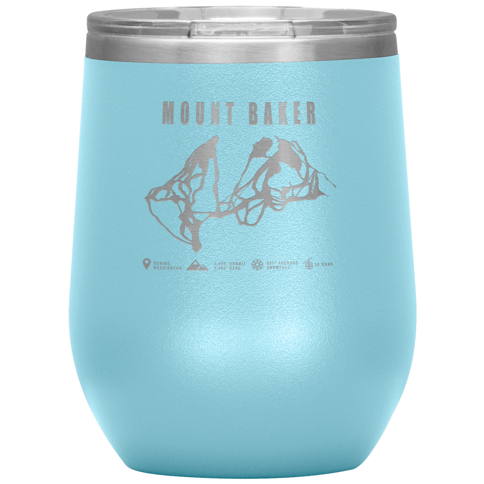 Mount Baker, Washington Ski Trail Map Wine 12oz Tumbler - Powderaddicts