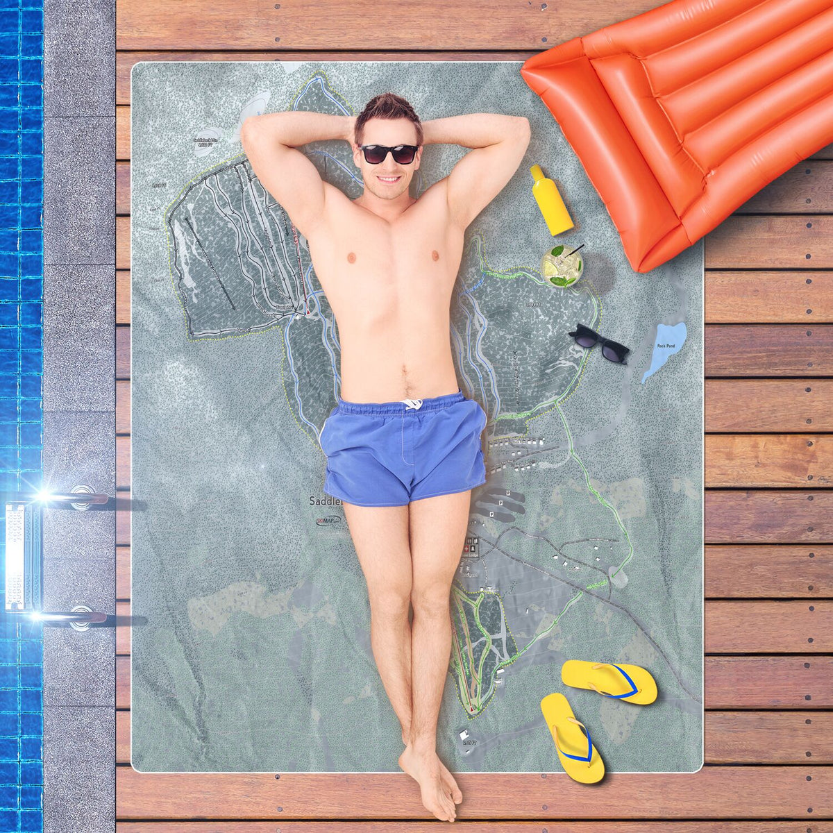 Saddleback, Maine Ski Resort Map Printed Beach Towel - Powderaddicts