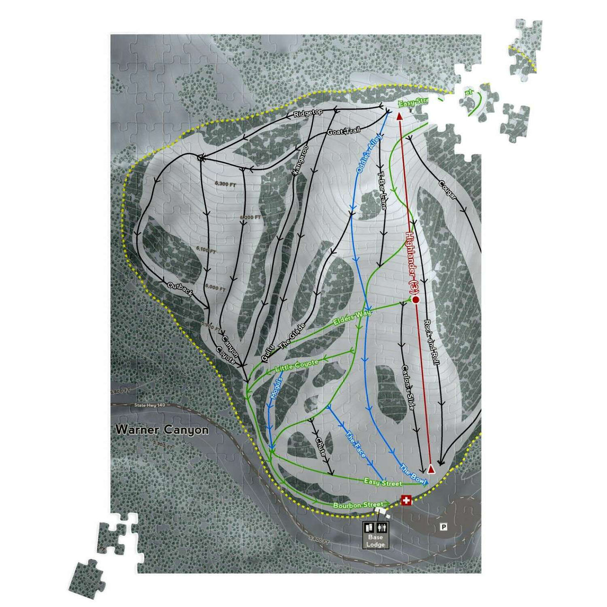Warner Canyon, Oregon Ski Trail Map Puzzle - Powderaddicts