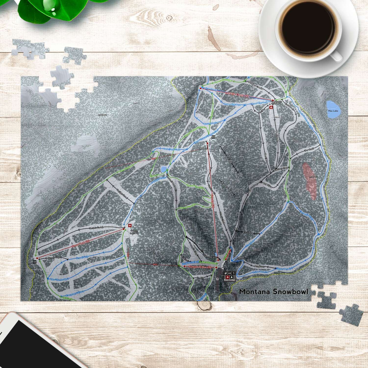 Montana Snowbowl Montana Ski Trail Map Puzzle - Powderaddicts