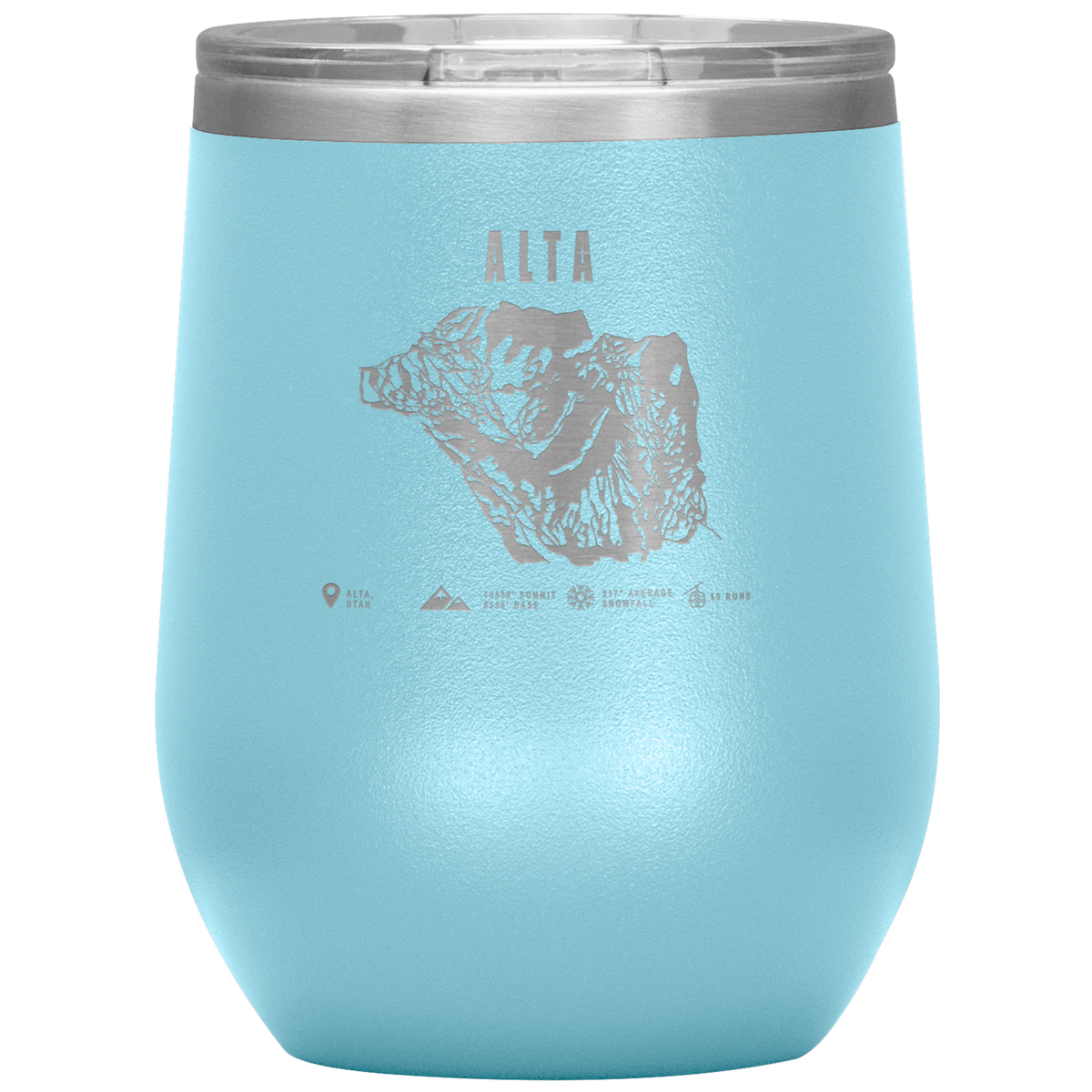 Alta,Utah Ski Trail Map Wine 12oz Tumbler - Powderaddicts
