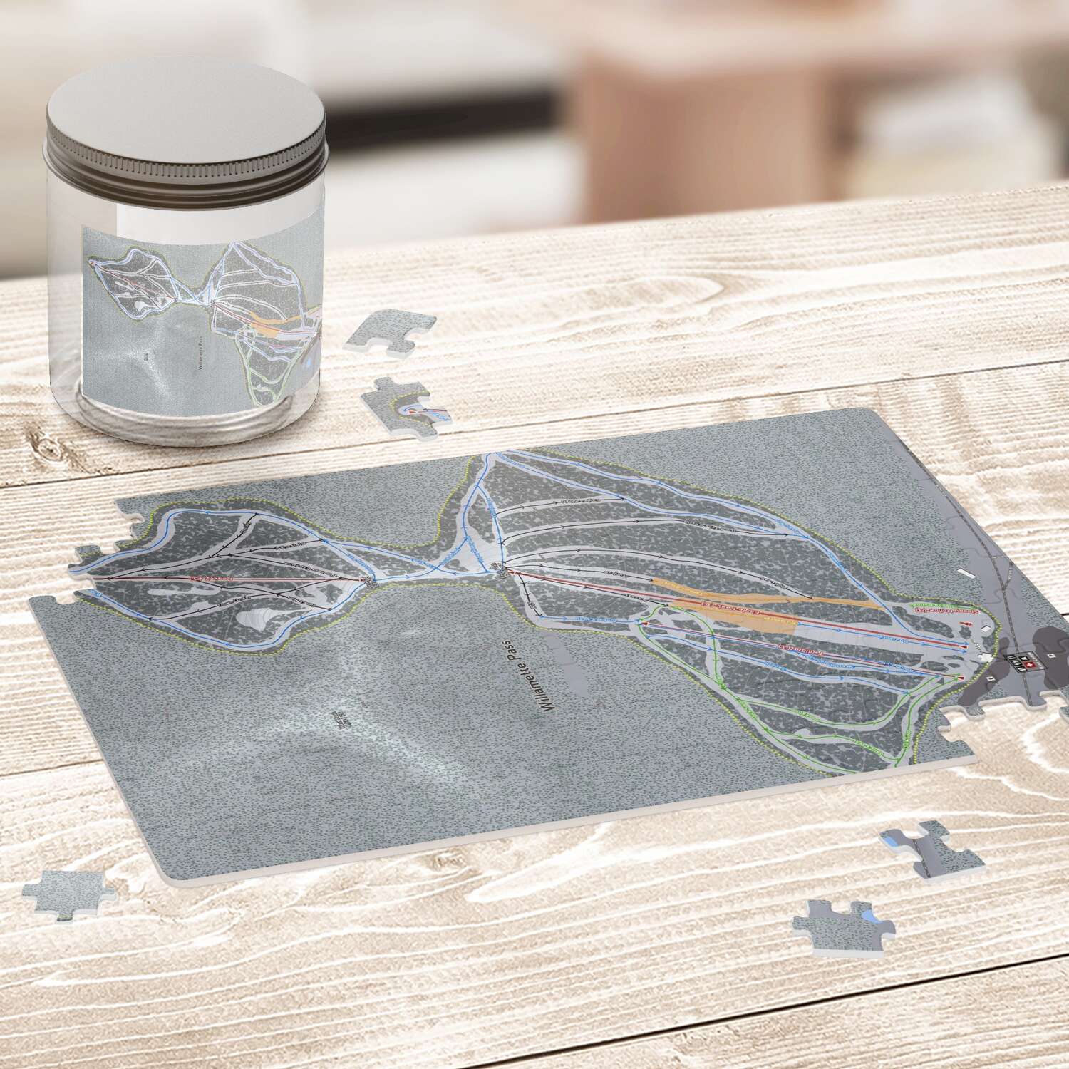 Willamette Pass, Oregon Ski Trail Map Puzzle - Powderaddicts