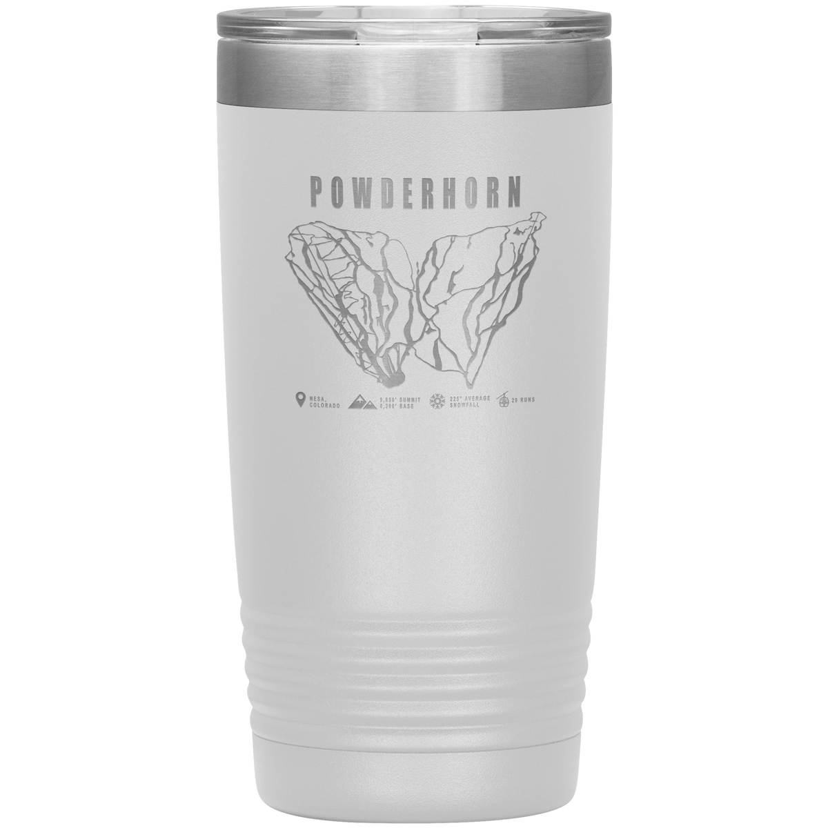 Powderhorn Colorado Ski Trail Map 20oz Tumbler - Powderaddicts