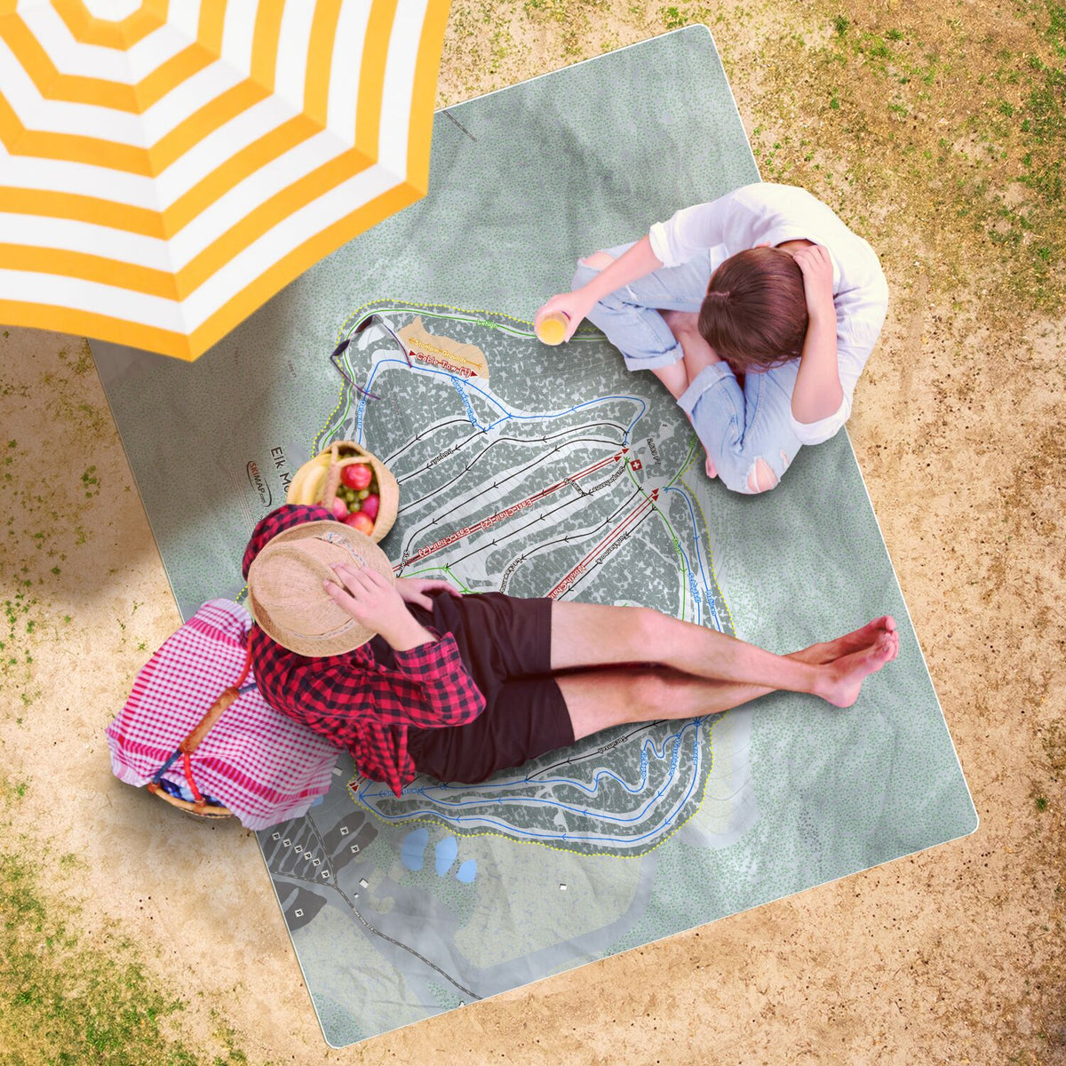 Elk Mountain, Pennsylvania Ski Resort Map Printed Beach Towel - Powderaddicts