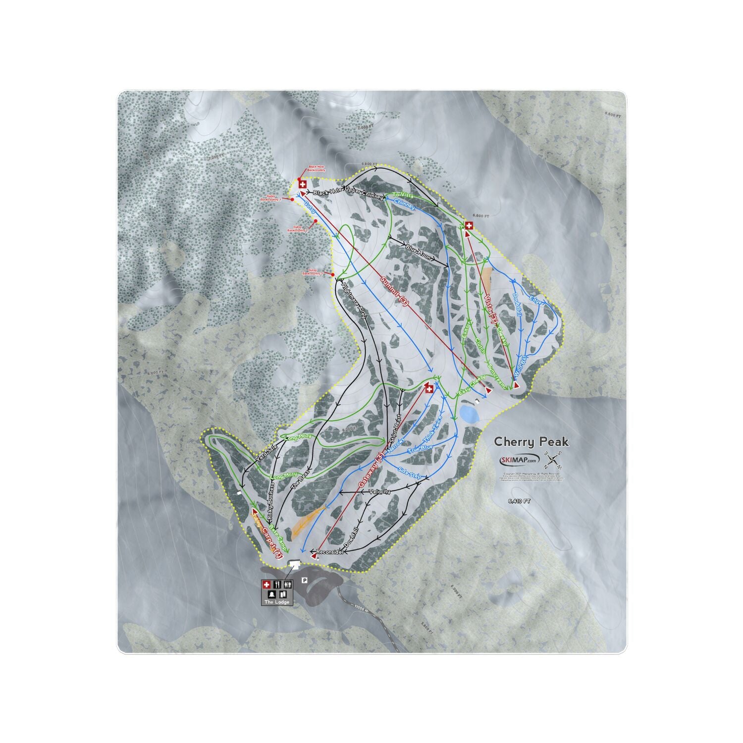 Cherry Peak, Utah Ski Resort Map Printed Beach Towel