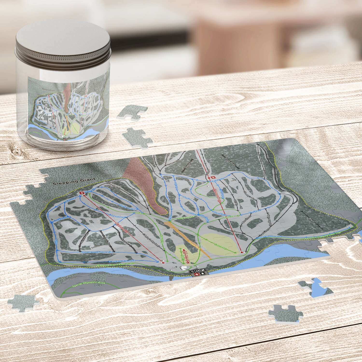 Sleeping Giant Wyoming Ski Trail Map Puzzle - Powderaddicts