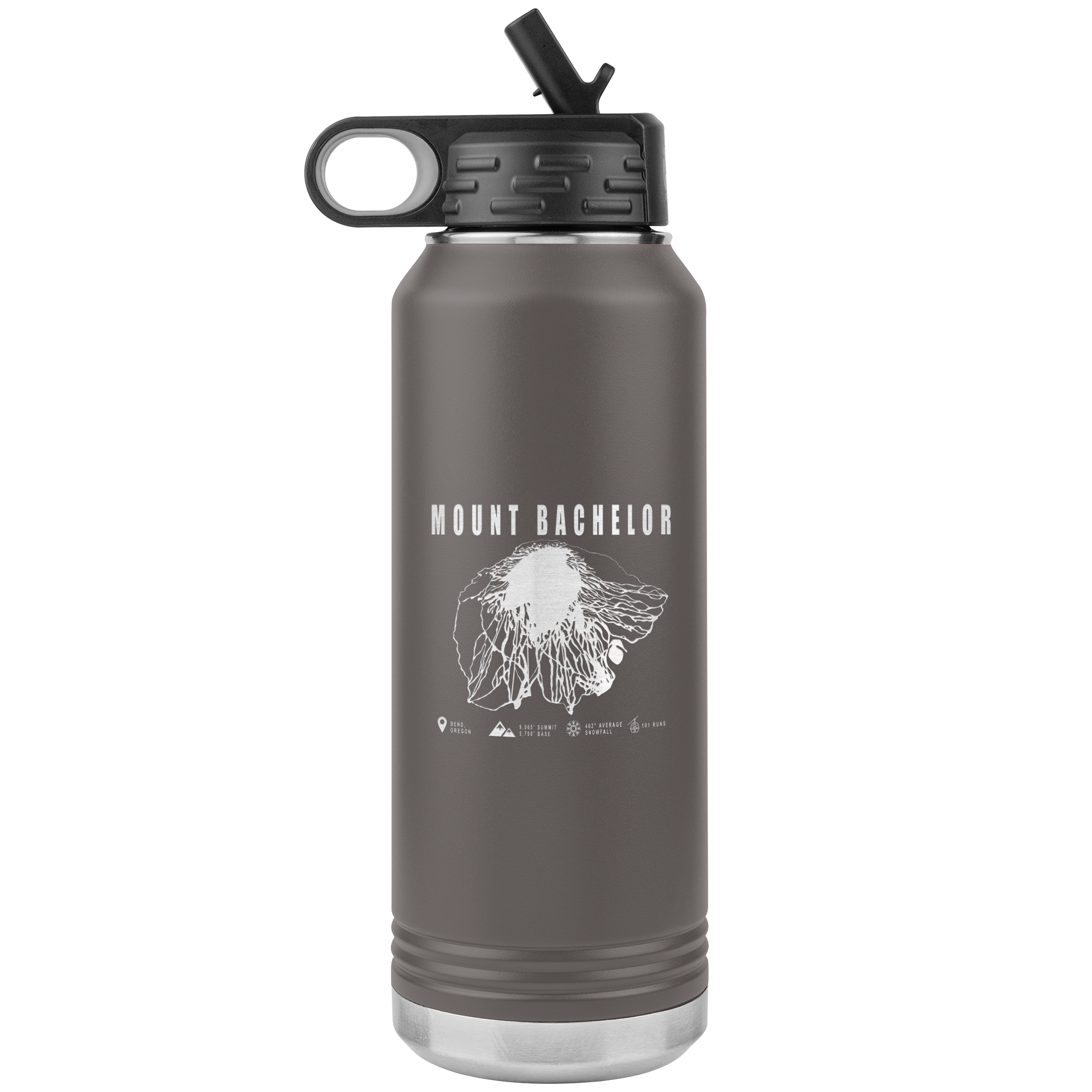 Mount Bachelor, Oregon Ski Trail Map 32oz Water Bottle Tumbler - Powderaddicts