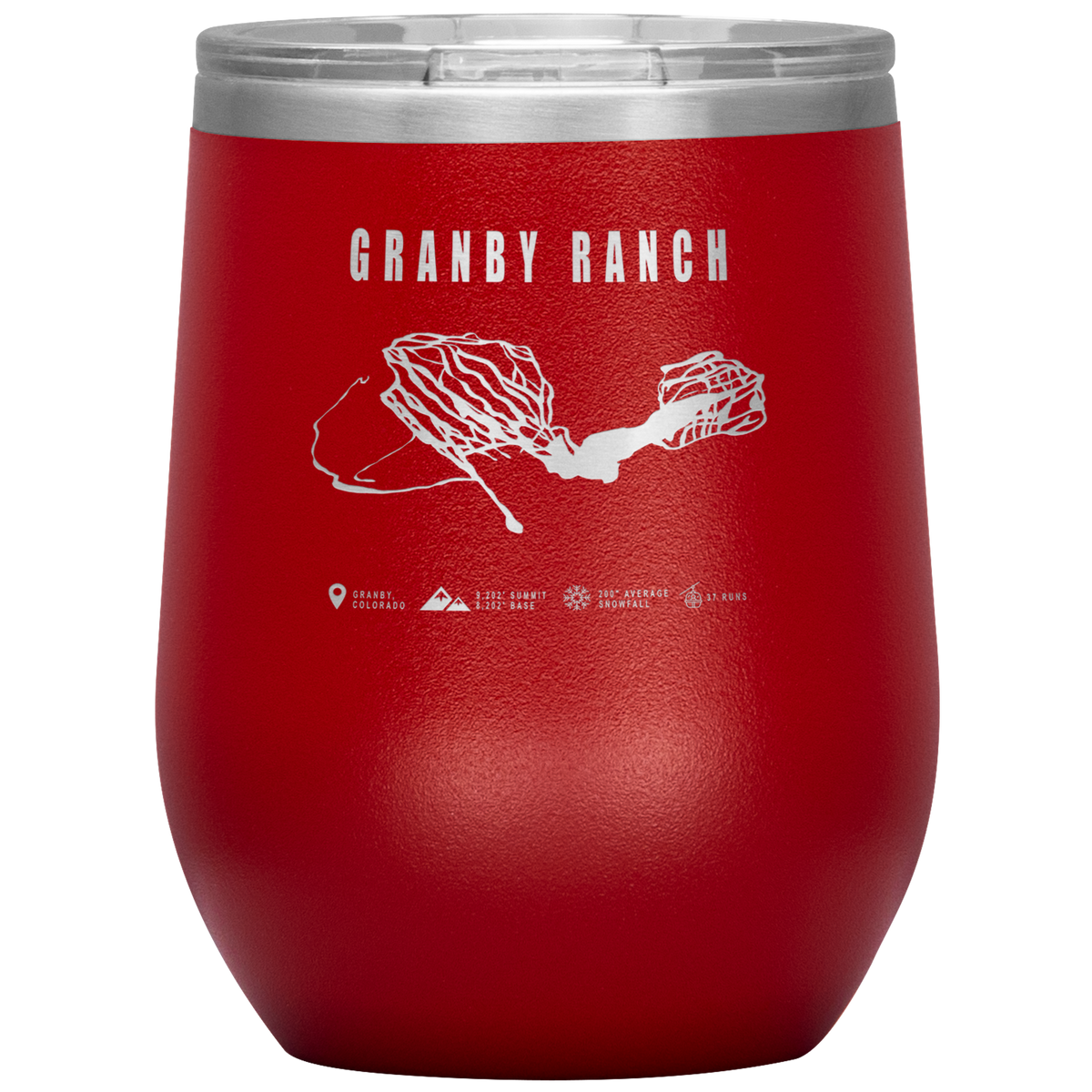 Granby Ranch Colorado Ski Trail Map Wine 12oz Tumbler - Powderaddicts