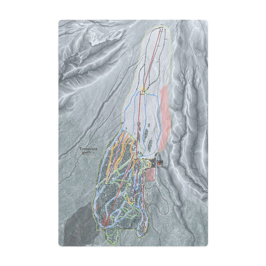 Timberline, Oregon Ski Resort Map Printed Beach Towel - Powderaddicts
