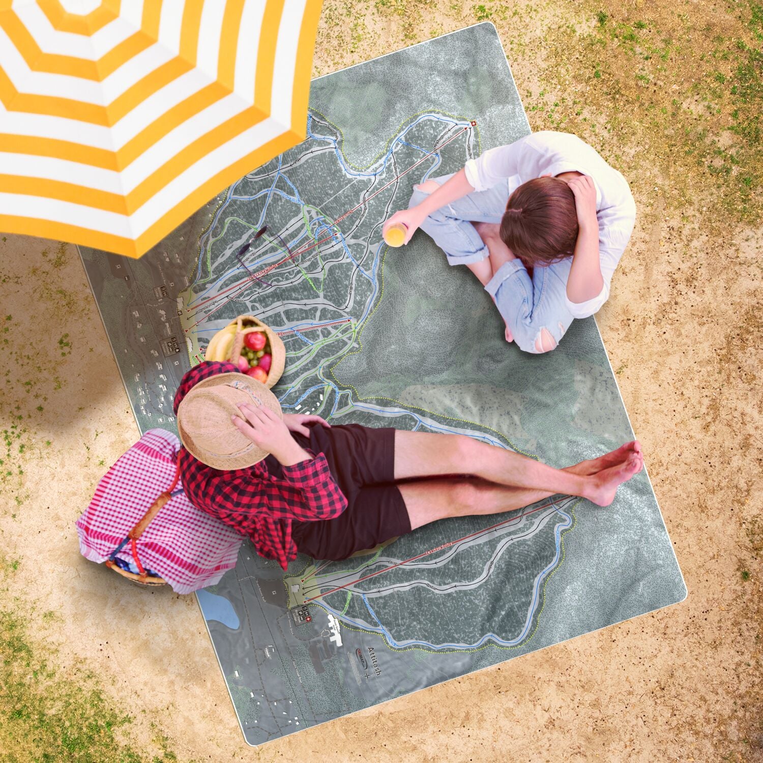 Attitash, New Hampshire Ski Resort Map Printed Beach Towel - Powderaddicts