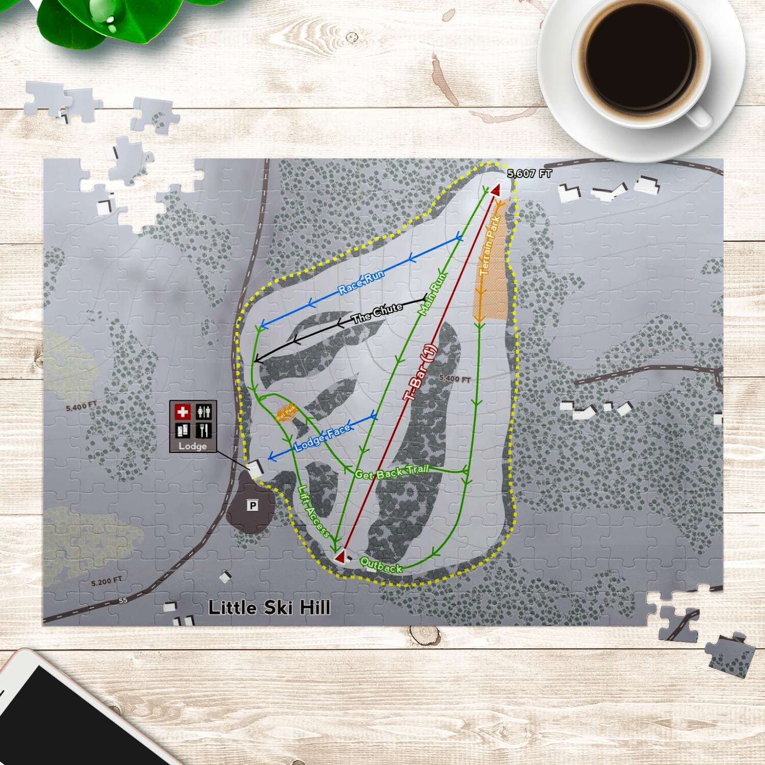 Little Ski Hill Idaho Ski Trail Map Puzzle - Powderaddicts