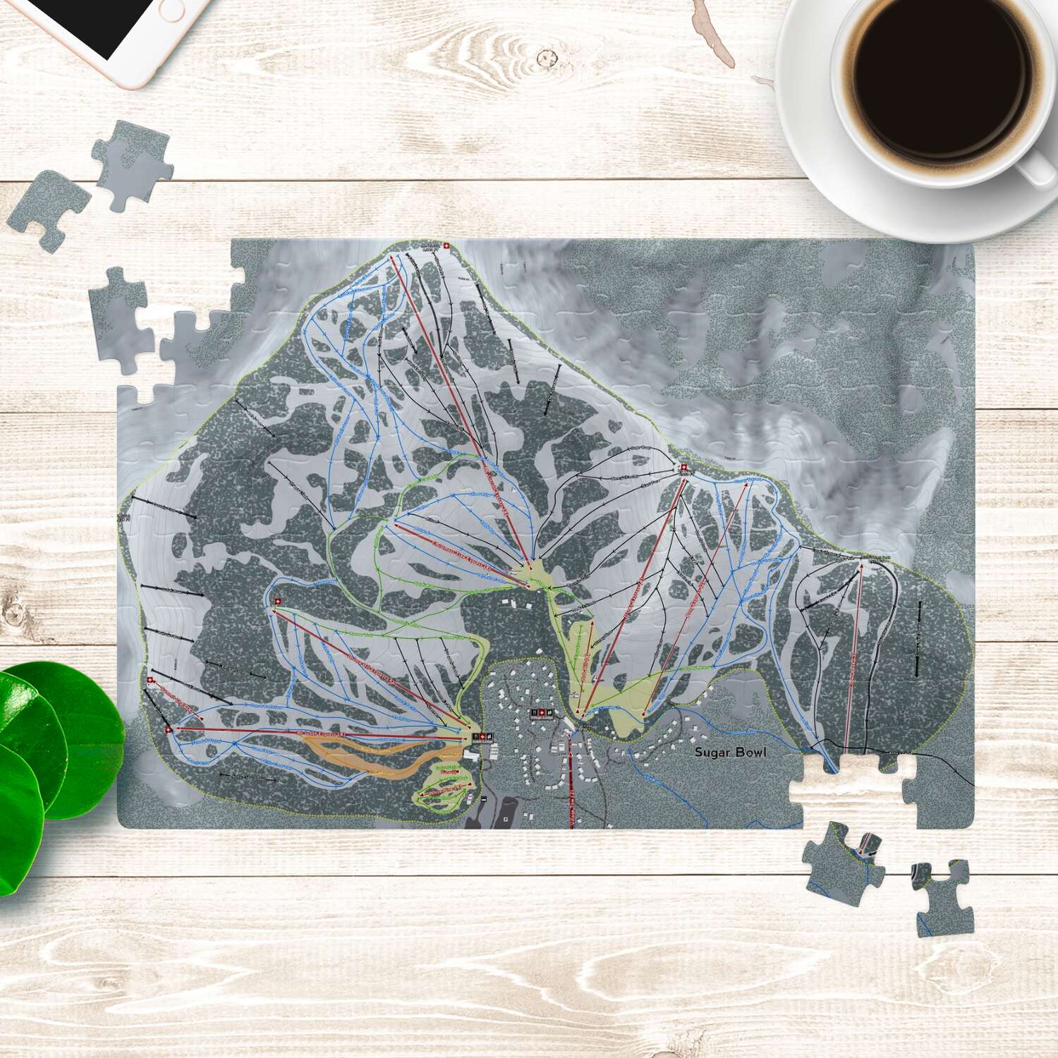 Sugar Bowl, California Ski Trail Map Puzzle - Powderaddicts