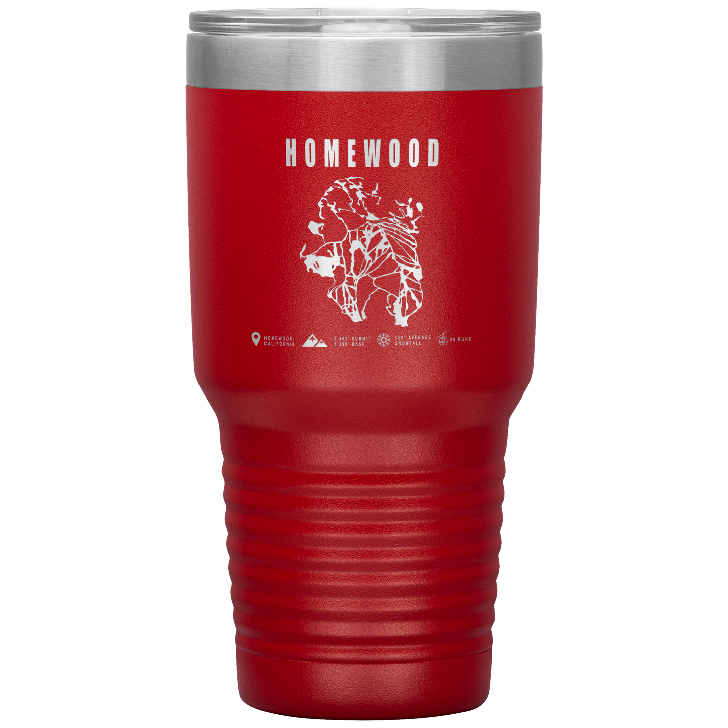 Homewood, California Ski Trail Map 30oz Tumbler - Powderaddicts