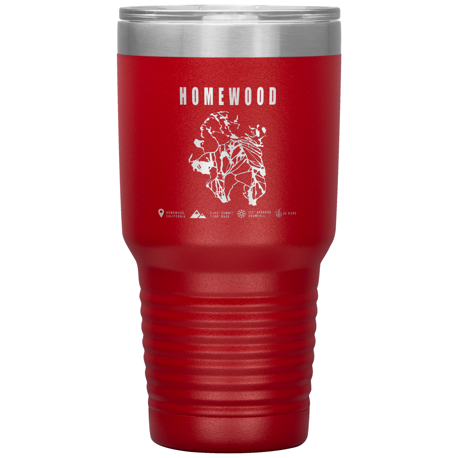 Homewood, California Ski Trail Map 30oz Tumbler - Powderaddicts