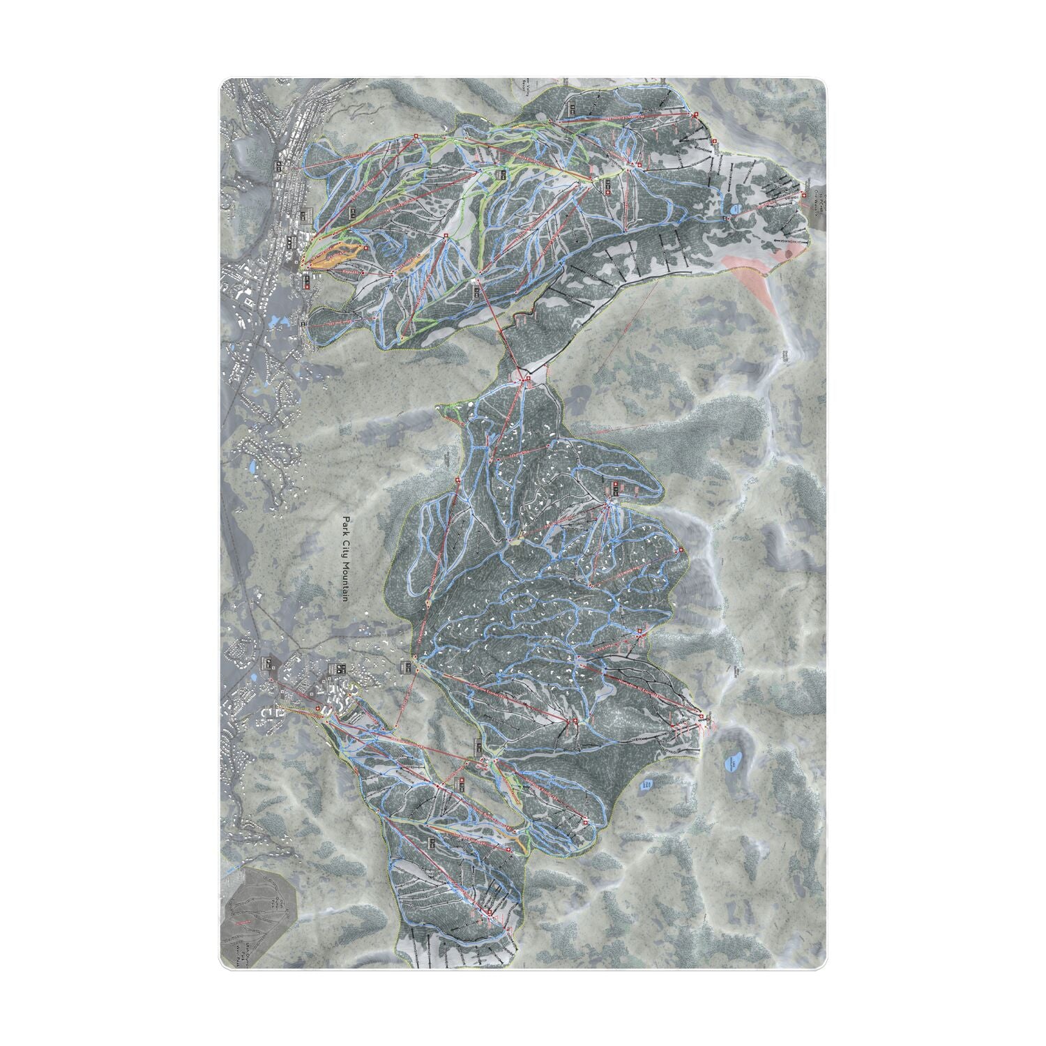 Park City Mountain, Utah Ski Resort Map Printed Beach Towel