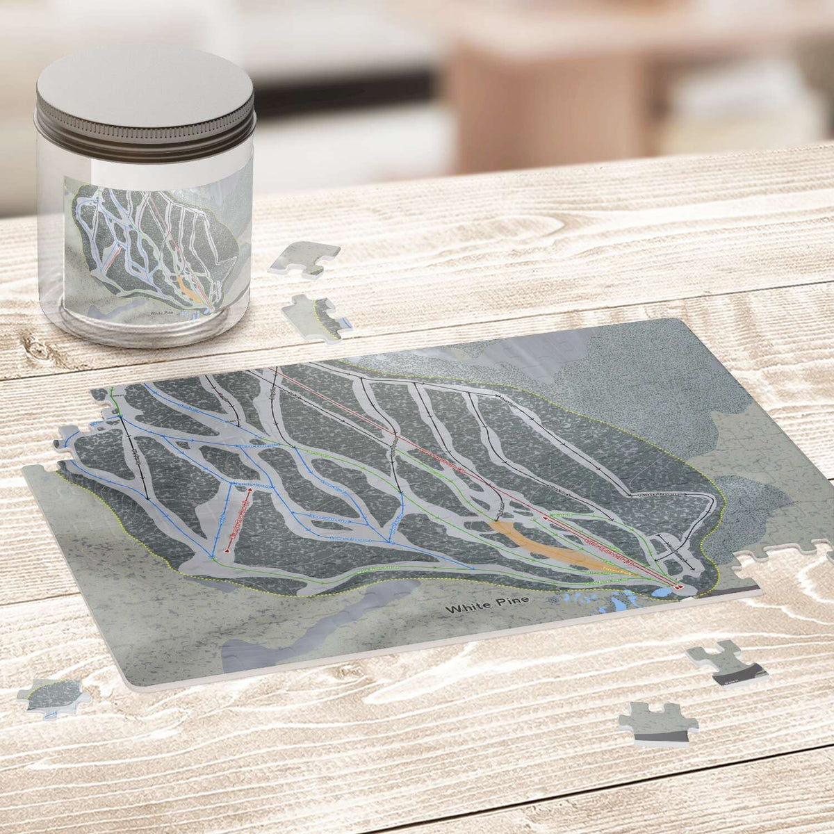 White Pine Wyoming Ski Trail Map Puzzle - Powderaddicts