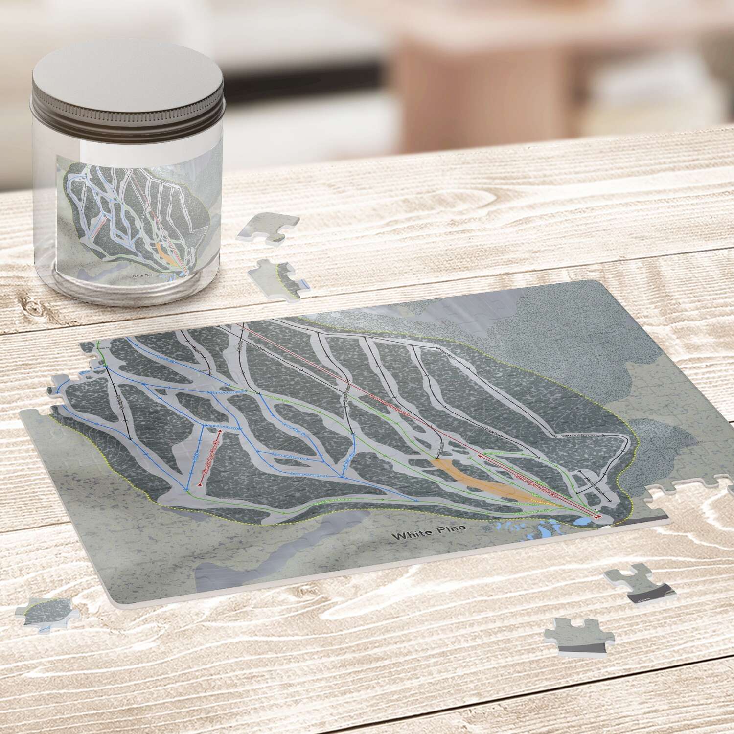 White Pine Wyoming Ski Trail Map Puzzle - Powderaddicts