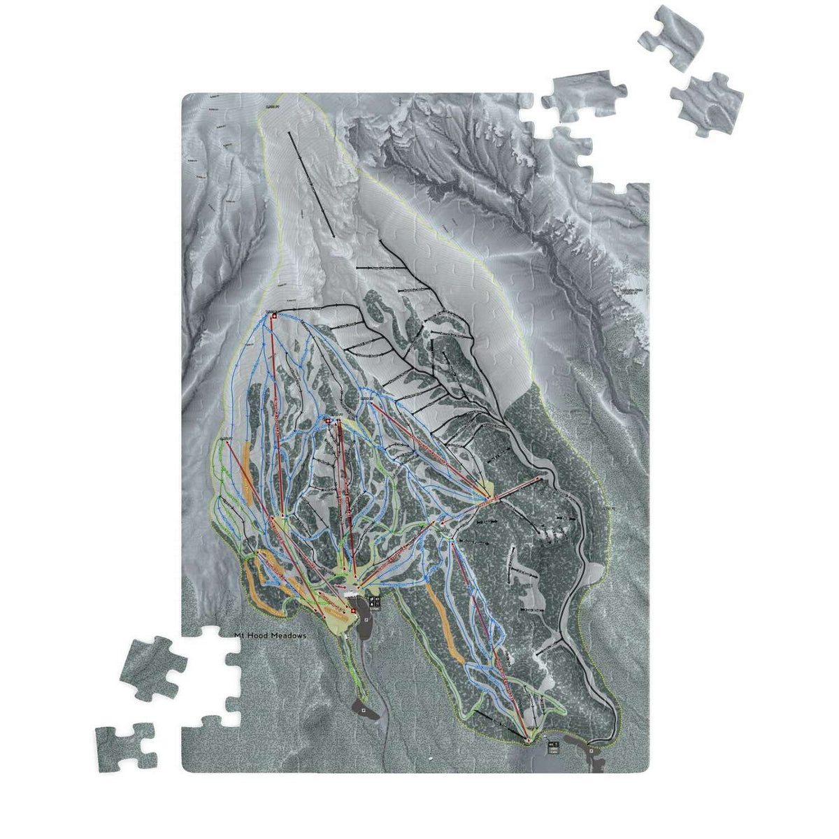 Mt Hood Meadows, Oregon Ski Trail Map Puzzle - Powderaddicts