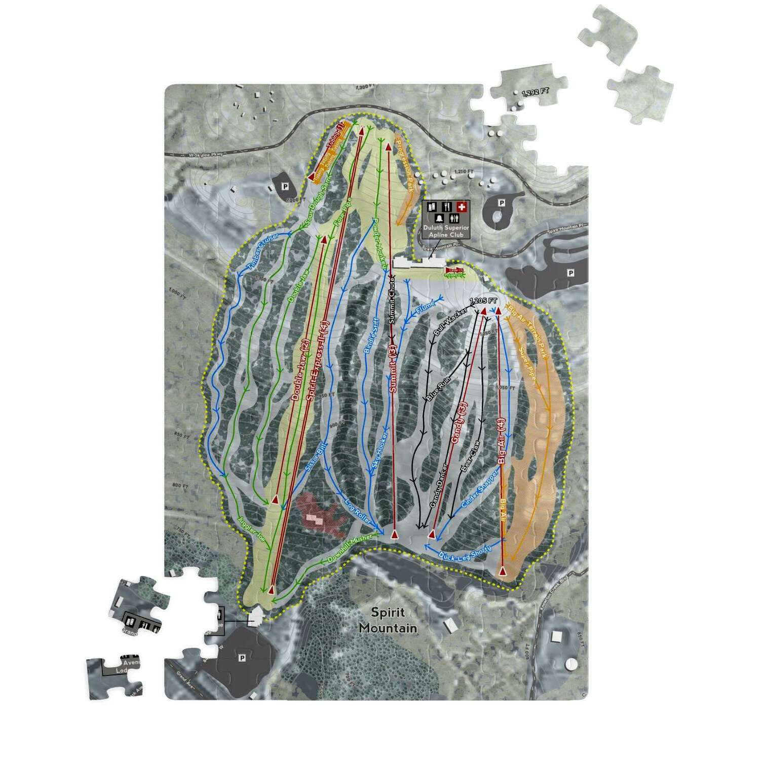 Spirit Mountain, Minnesota Ski Trail Map Puzzle - Powderaddicts