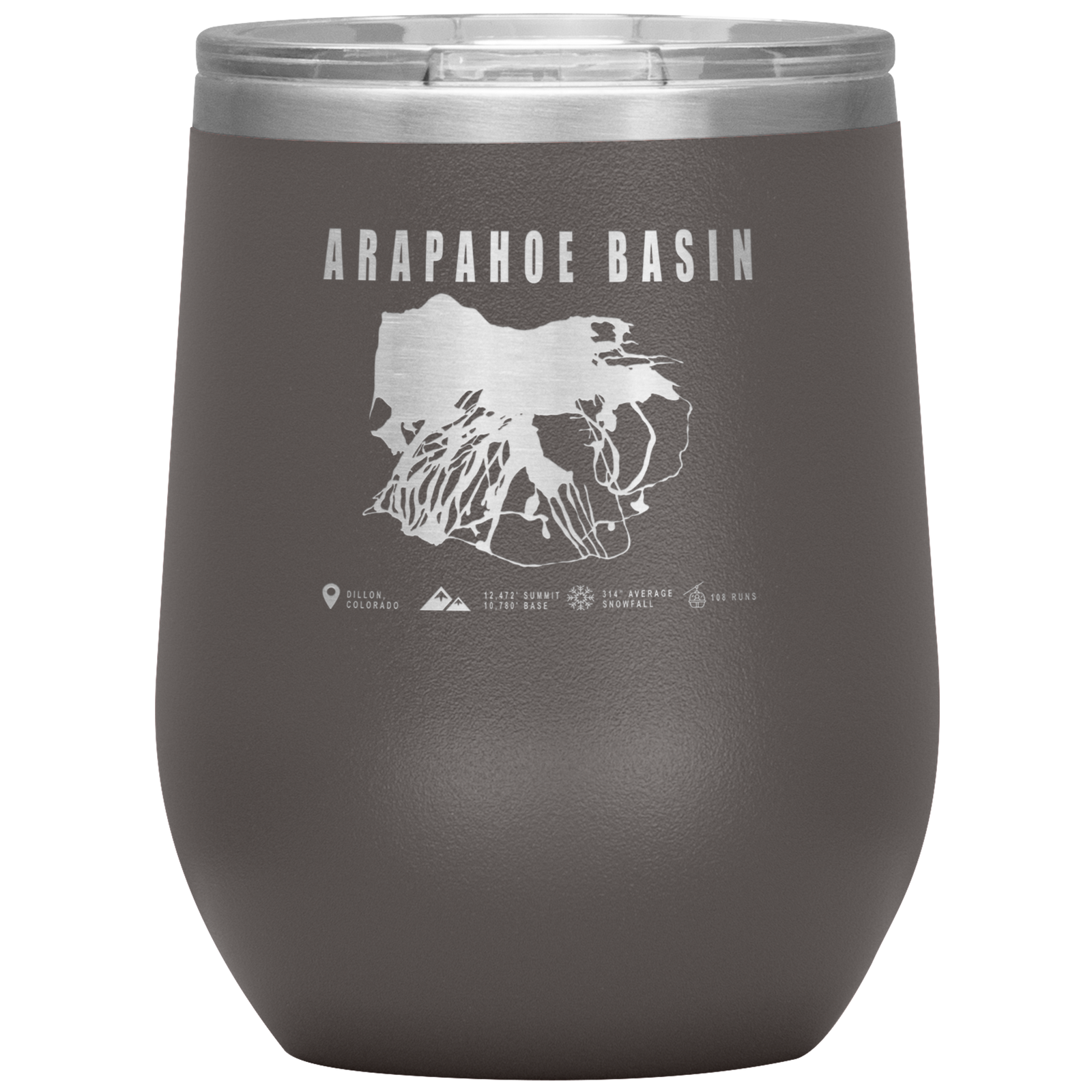 Arapahoe Basin,Colorado Ski Resort Wine 12oz Tumbler - Powderaddicts