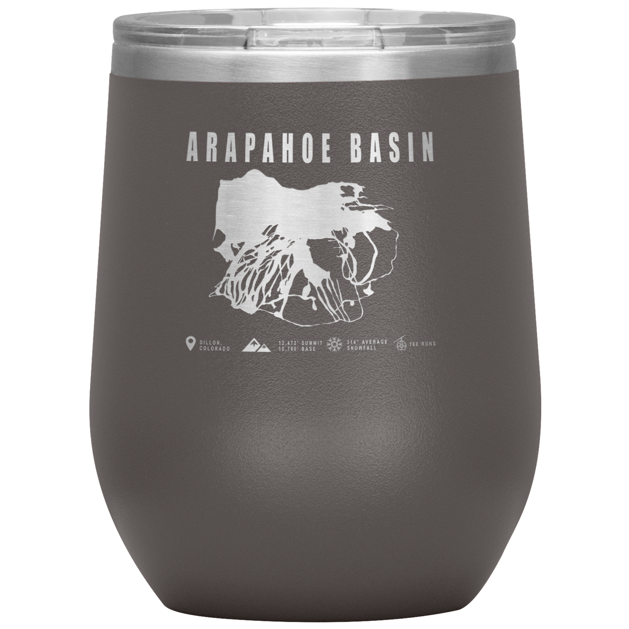 Arapahoe Basin,Colorado Ski Resort Wine 12oz Tumbler - Powderaddicts