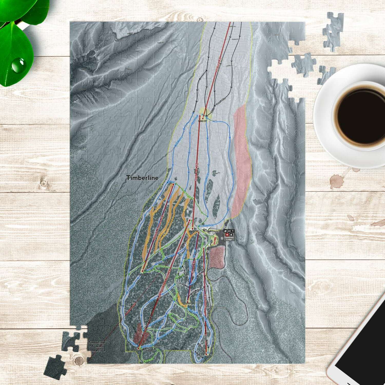 Timberline, Oregon Ski Trail Map Puzzle - Powderaddicts
