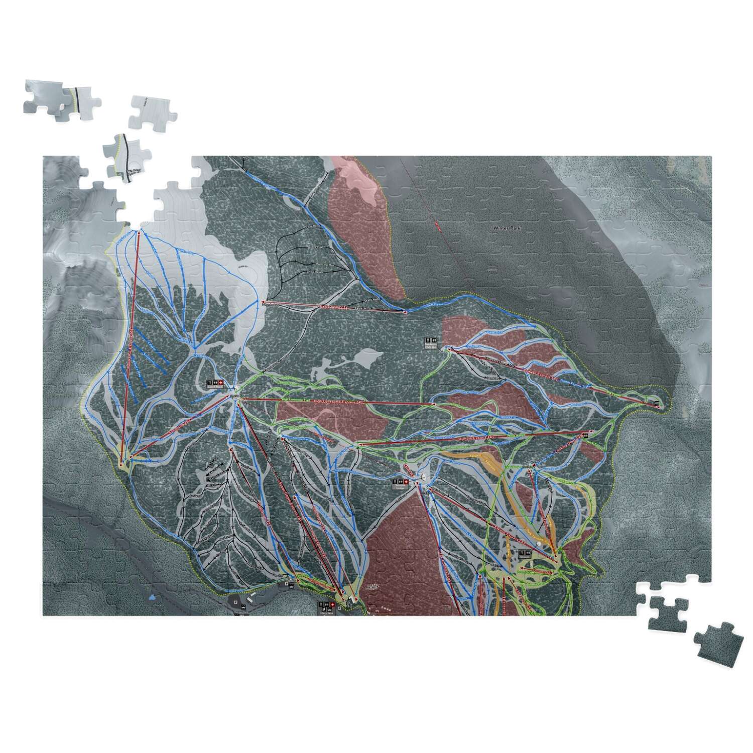 WinterPark, Colorado Ski Trail Map Puzzles - Powderaddicts